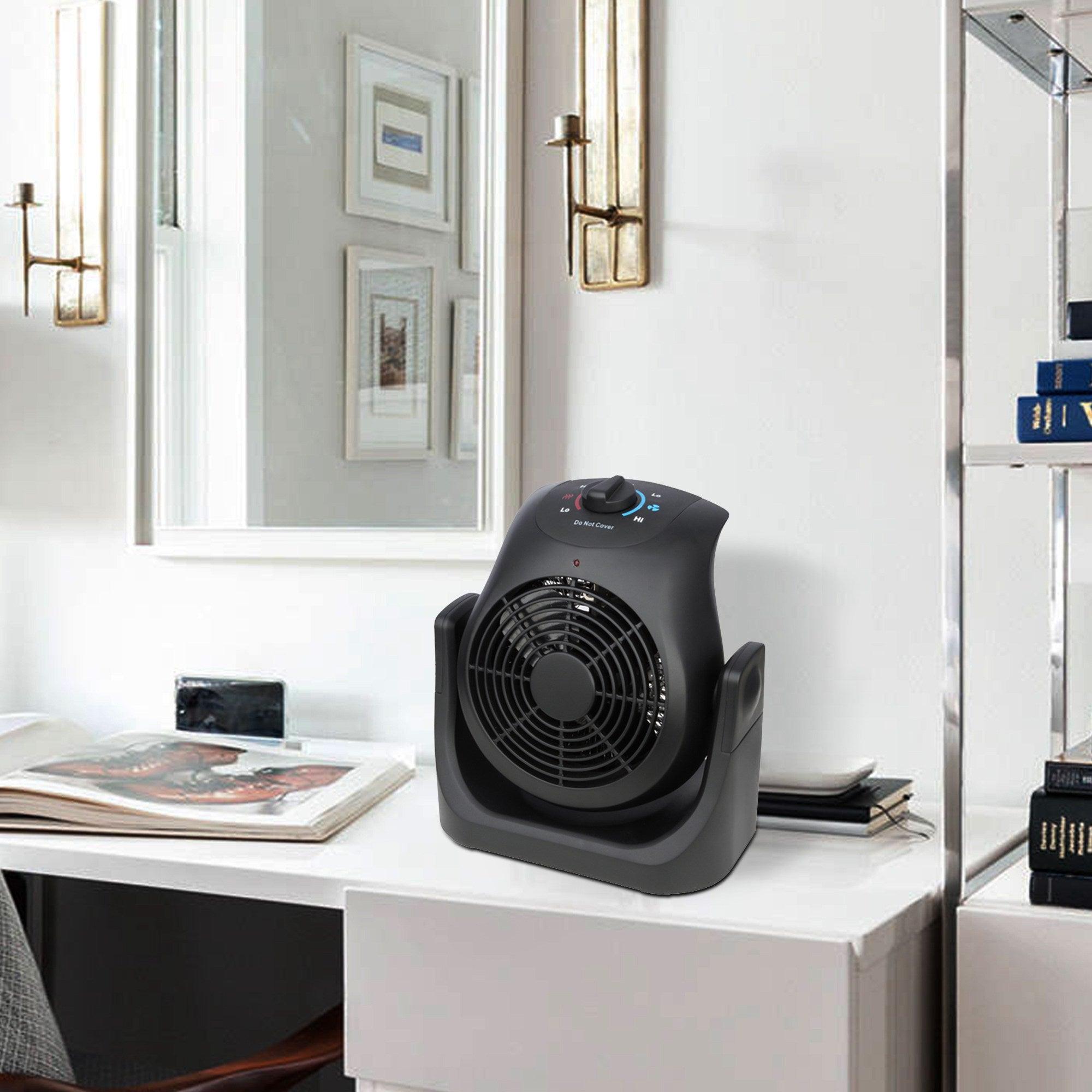 1500W Portable Electric Heater and Fan 2-in-1 - Energy Efficient Indoor Space Heater with Dual Comfort Settings for Winter & Summer Use in Bedroom, Office, or Living Room