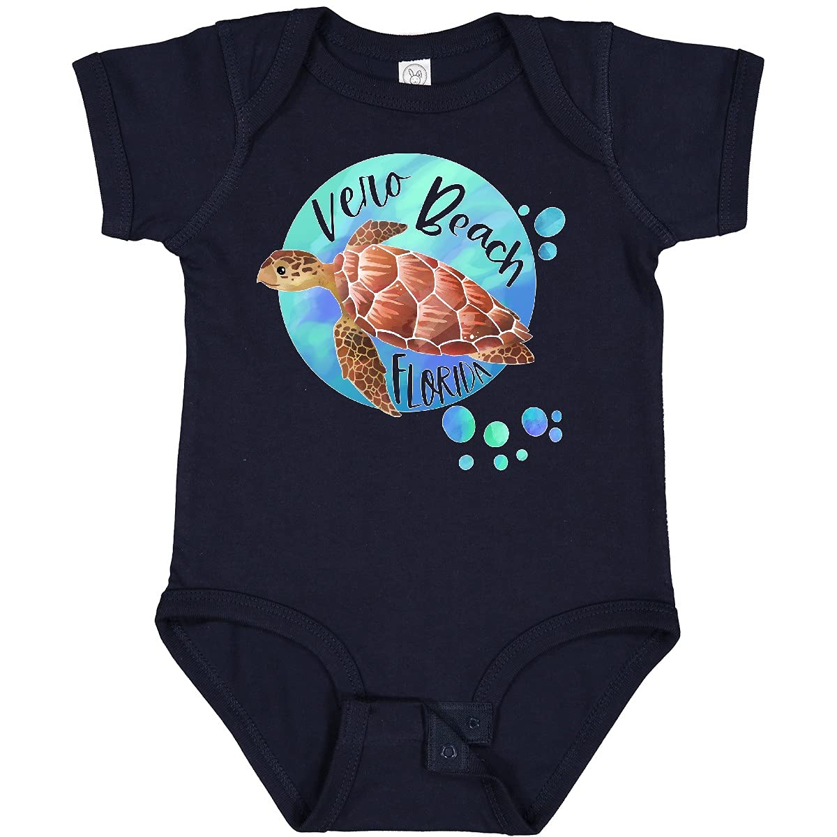 Inktastic Vero Beach Florida Swimming Sea Turtle with Bubbles Baby Bodysuit - Cute Ocean-Themed Onesie for Newborns & Infants - Perfect for Beach Vacations, Pool Parties & Summer Outfits