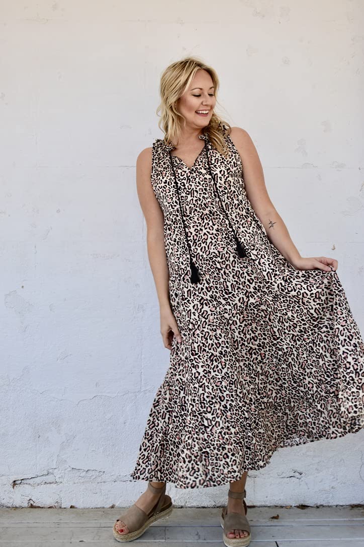 Mud Pie Women's Eason Maxi Dress - Flowy Long Summer Dress with Pockets, Boho Chic Style for Beach, Vacation & Casual Wear