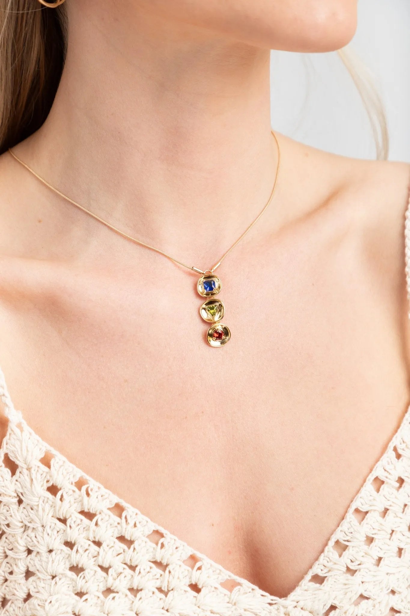 Three Charm Multi Pendant Necklace for Women - Elegant Layered Gold/Silver Jewelry for Daily Wear, Gift Giving & Special Occasions