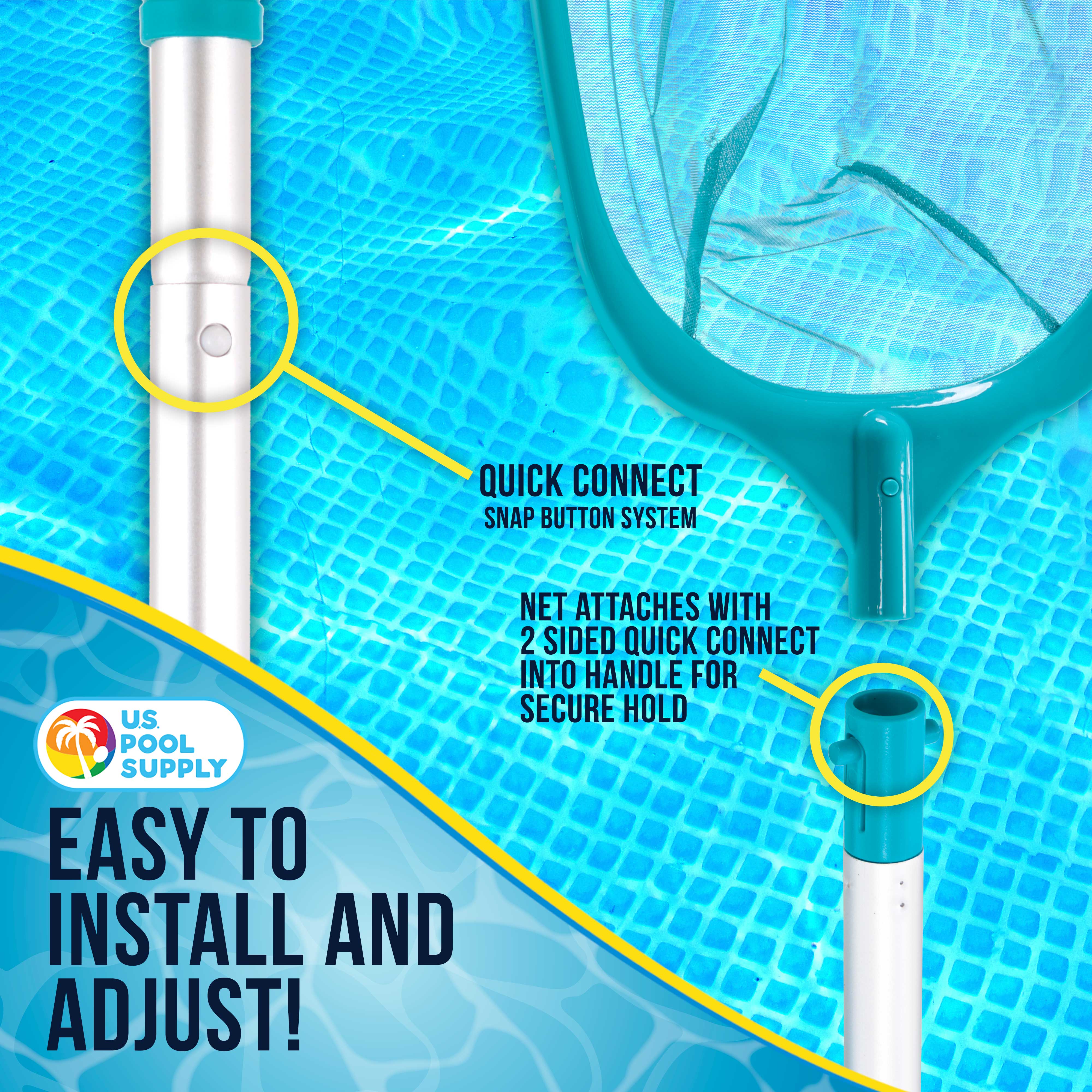 U.S. Pool Supply® 5ft Swimming Pool Leaf Skimmer Net with 4 Aluminum Pole Sections - 6