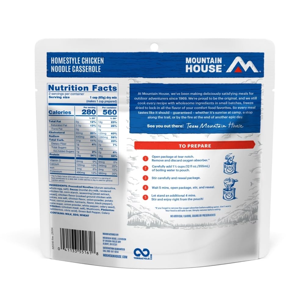 Mountain House Homestyle Chicken Noodle Casserole Freeze Dried Meal - 6 Pack | Lightweight Camping & Backpacking Food | Emergency Preparedness & Outdoor Adventure Supplies | Perfect for Hiking, Travel & Survival Kits