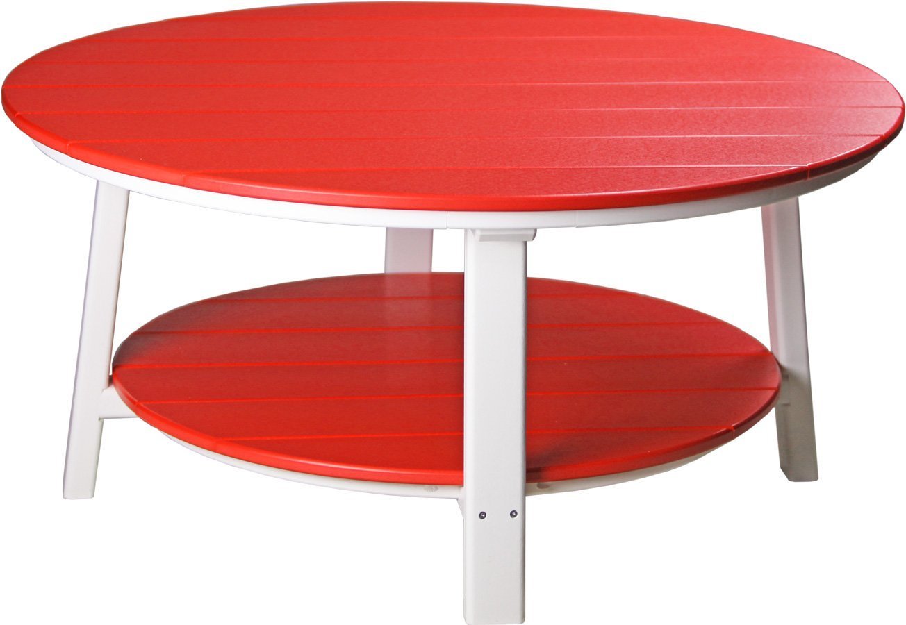 LuxCraft Red Recycled Plastic Deluxe Conversation Table - Eco-Friendly Outdoor Patio Furniture for Garden, Deck, and Poolside Relaxation