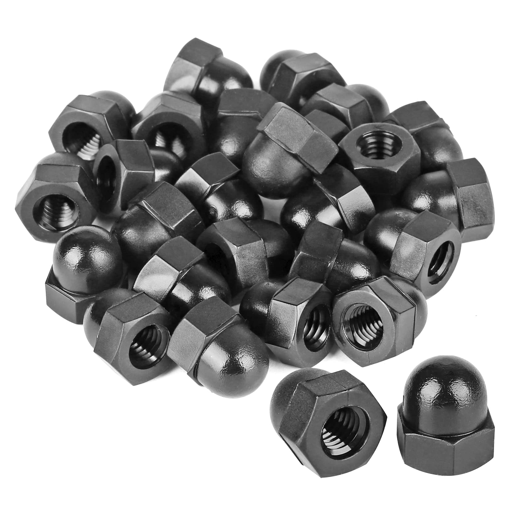 30-Pack M6 Black Nylon Hex Acorn Nuts - Decorative Dome Head Hexagon Nuts for Mechanical, Electronic & Communication Equipment | Hardware Lighting Accessories | DIY Projects & Industrial Applications