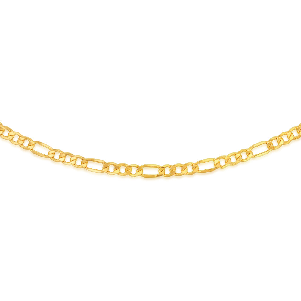 9ct Silver Filled Yellow Gold 180 Gauge Bevelled Figaro Chain 55cm - Elegant Jewelry for Women & Men, Perfect for Necklaces, Bracelets & Gift Giving