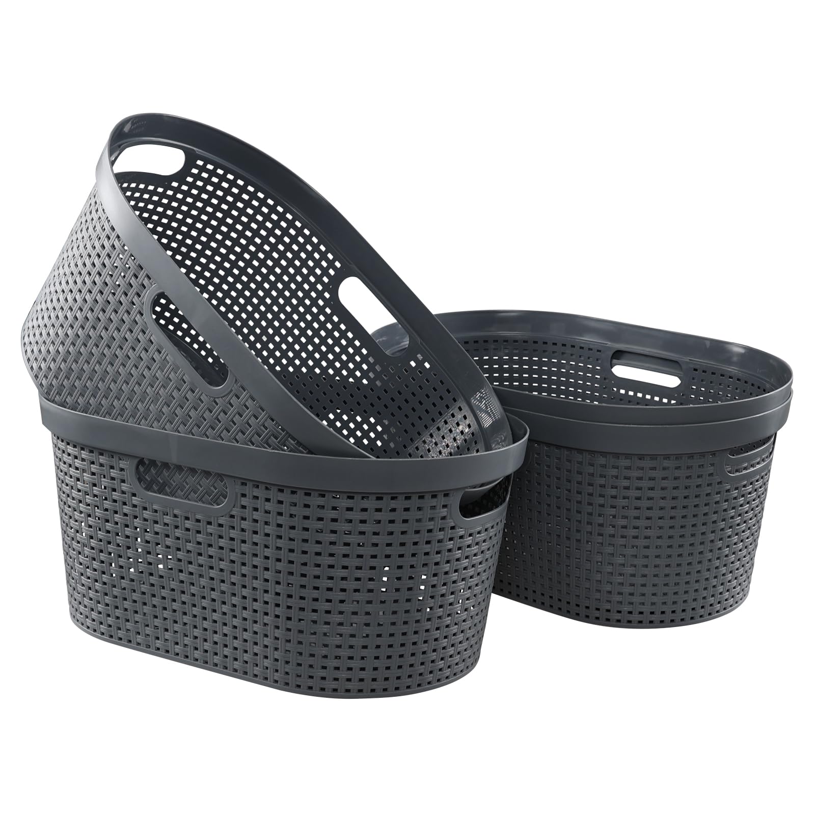 Saedy 4-Pack Large 40L Plastic Laundry Baskets with Handles - Foldable Clothes Hamper for Bedroom, Laundry Room & Dorm Organization