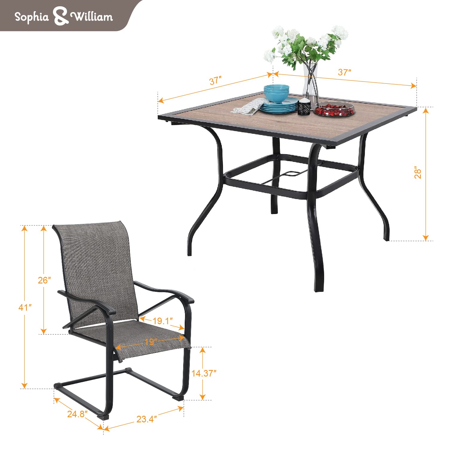 Sophia & William 5-Piece Outdoor Patio Dining Set - 37
