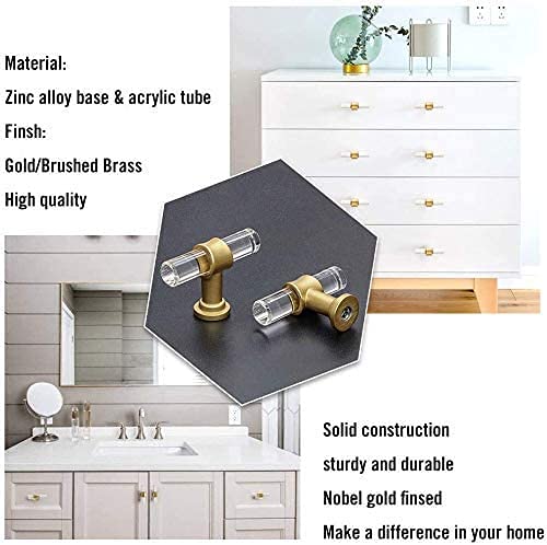 Homdiy 3-Inch Brass Cabinet Pulls with Acrylic Inserts - 30 Pack Gold Kitchen Cabinet Handles & Drawer Pulls (MO9165GD76) - Perfect for Cabinets, Dressers, and Furniture Upgrades
