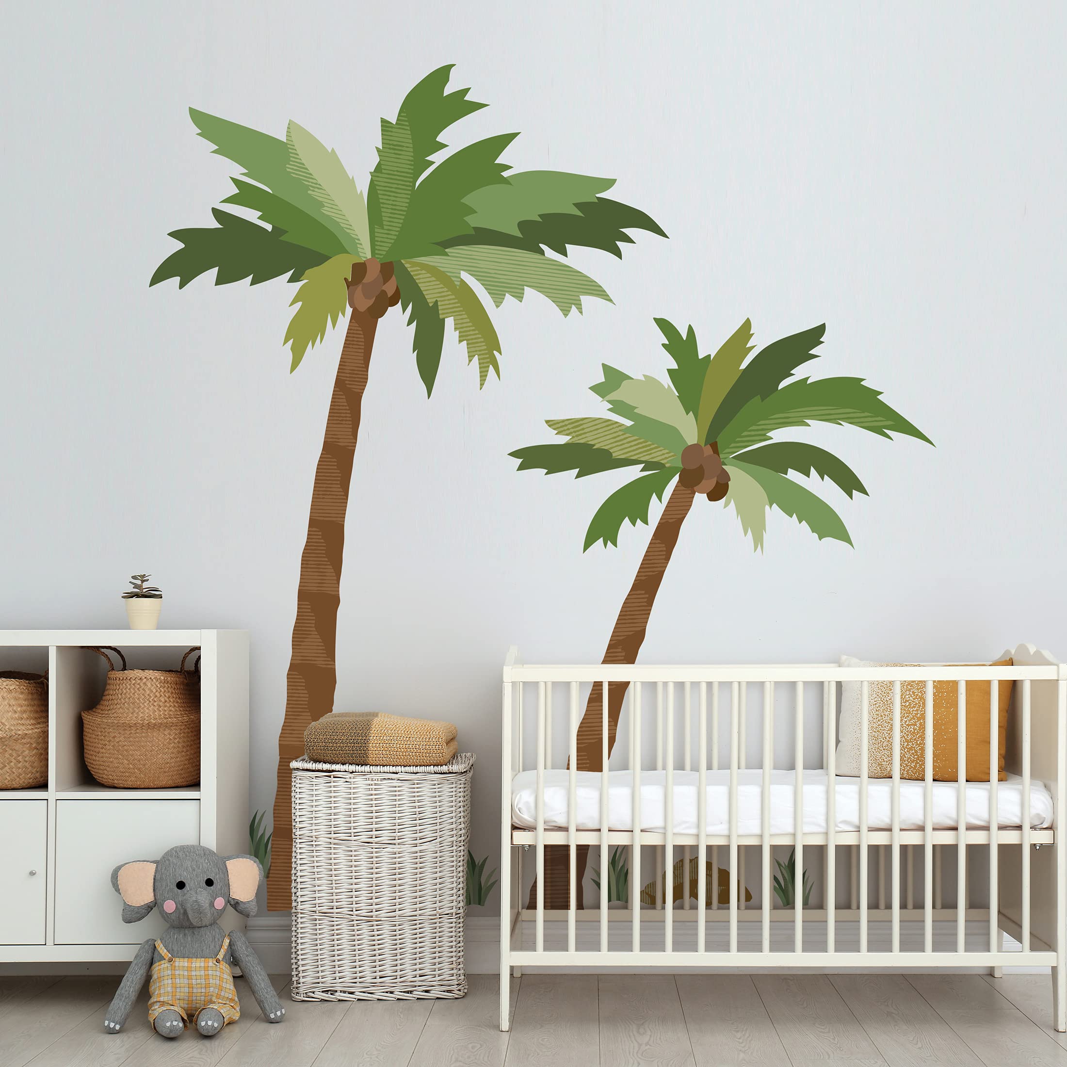 Large Palm Tree Wall Decals - Tropical Leaf Wall Stickers for Nursery & Home Decor | Removable Eco-Friendly Vinyl Decoration for Beach Theme, Kids Room & Tropical Party Decorations