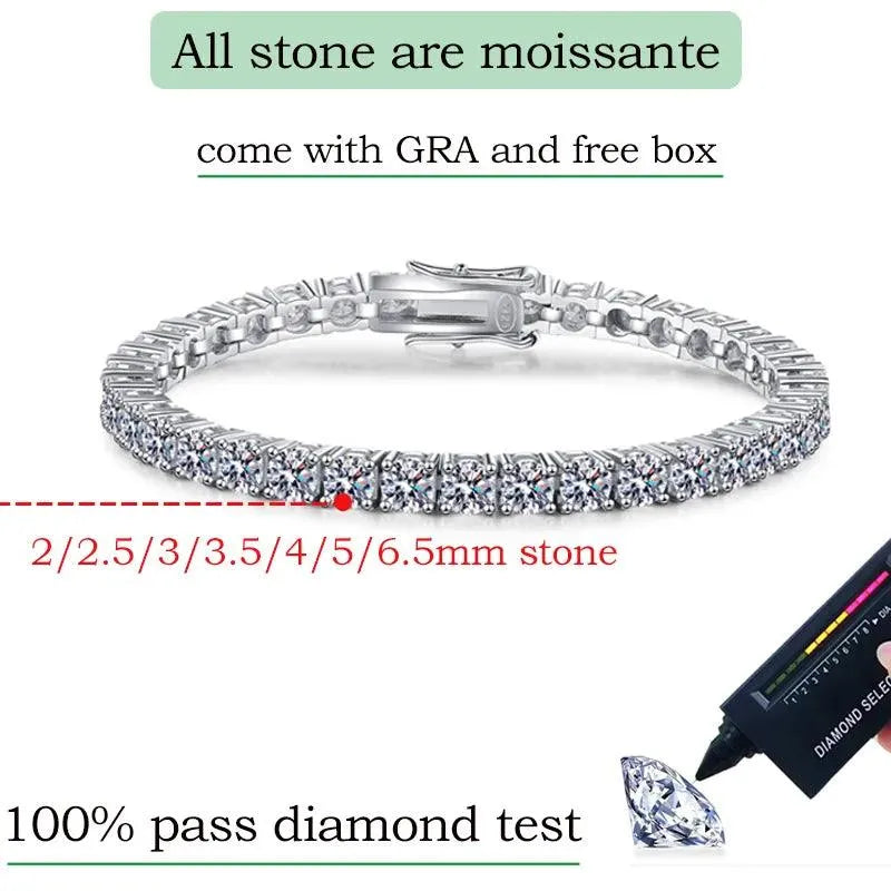 6.5mm Genuine Moissanite Tennis Bracelet for Women - 925 Sterling Silver Platinum Plated Wedding Jewelry - Perfect Christmas Gift, Anniversary Present & Special Occasion Accessory