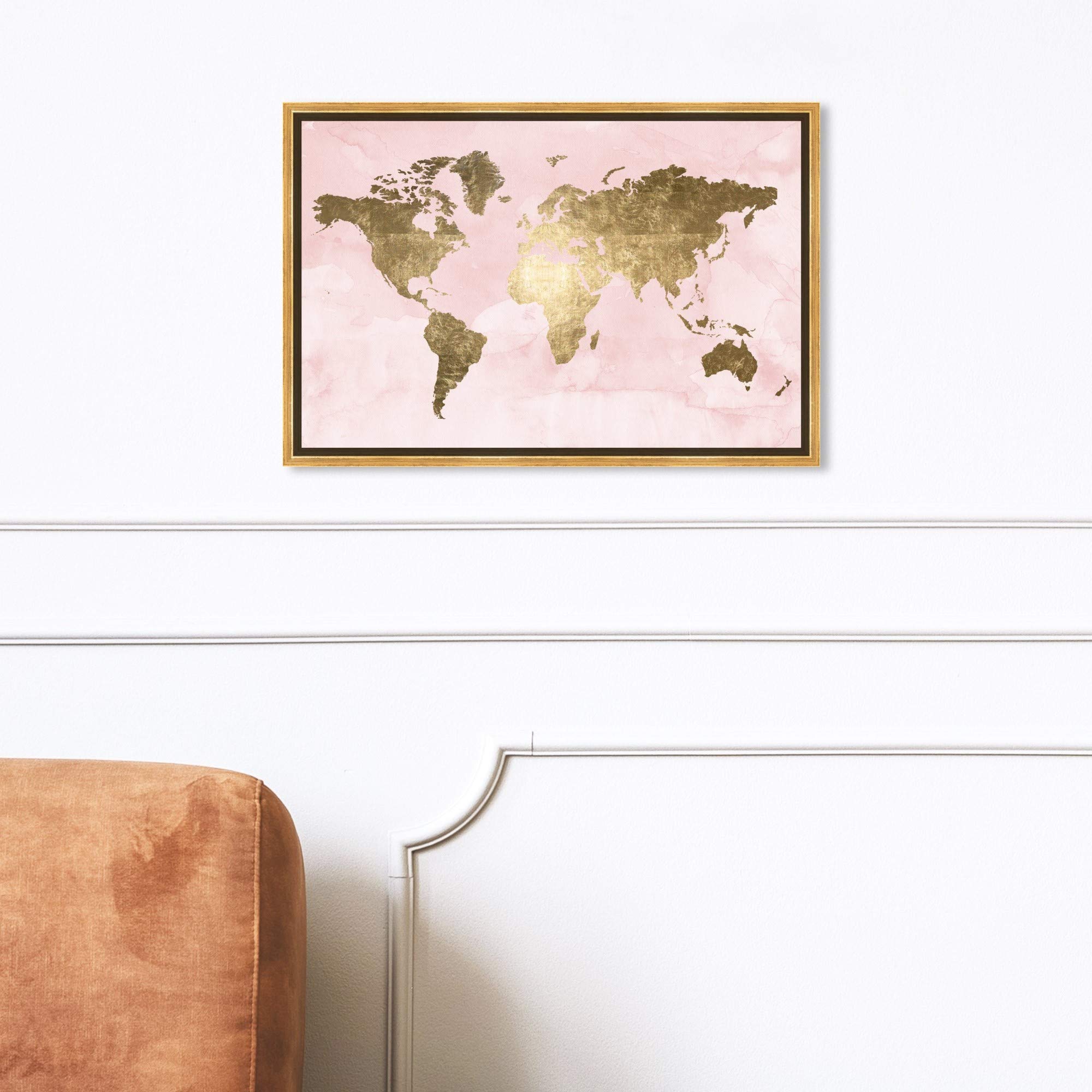Oliver Gal Artist Co. - Modern 16x24 Inch Blush World Map Canvas Wall Art - Pink Abstract Decor for Living Room, Bedroom & Office
