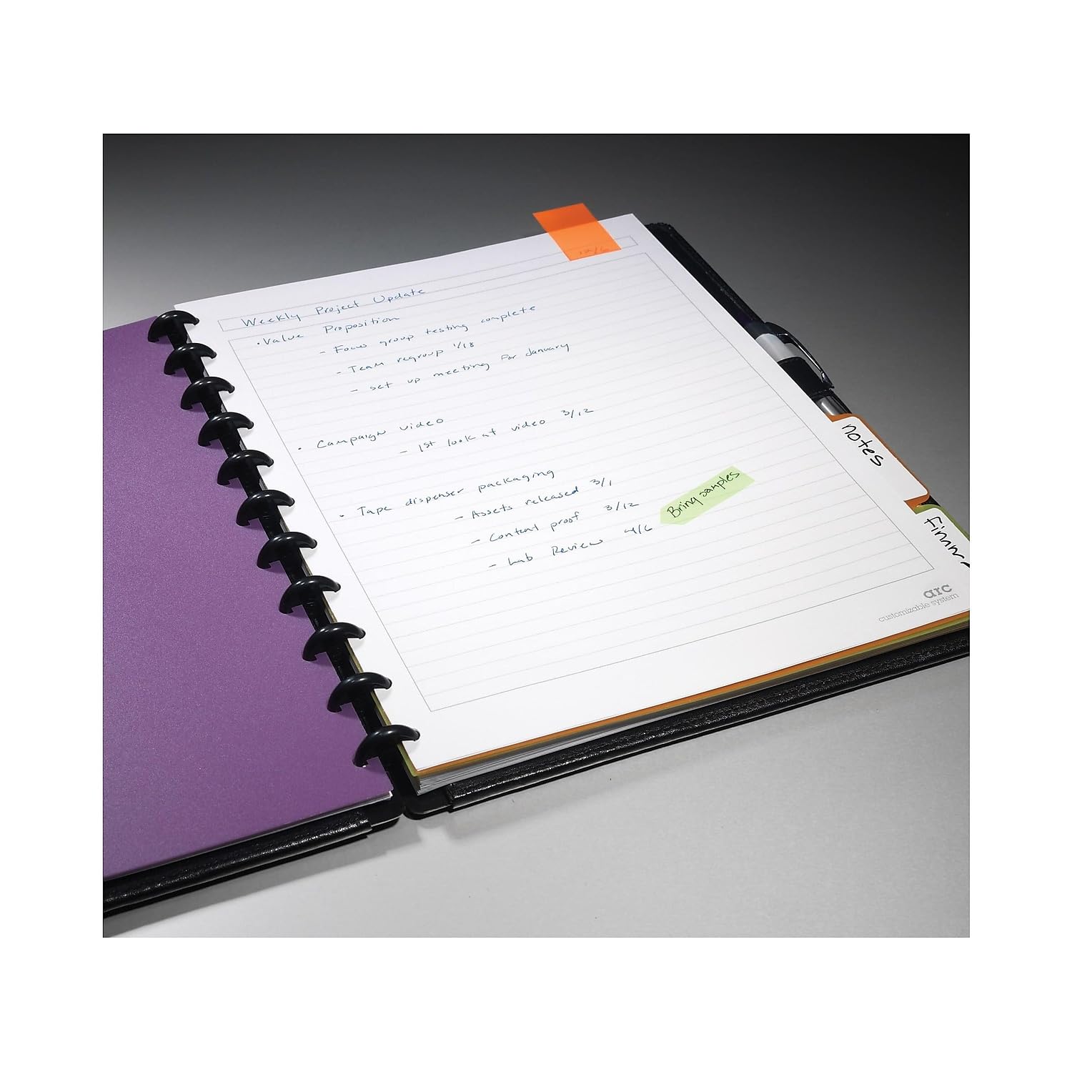 Customizable Leather Notebook System - Arc 8.5 x 11 Black Refillable Journal for Business, School & Creative Writing | Perfect Office Organizer & Gift Idea