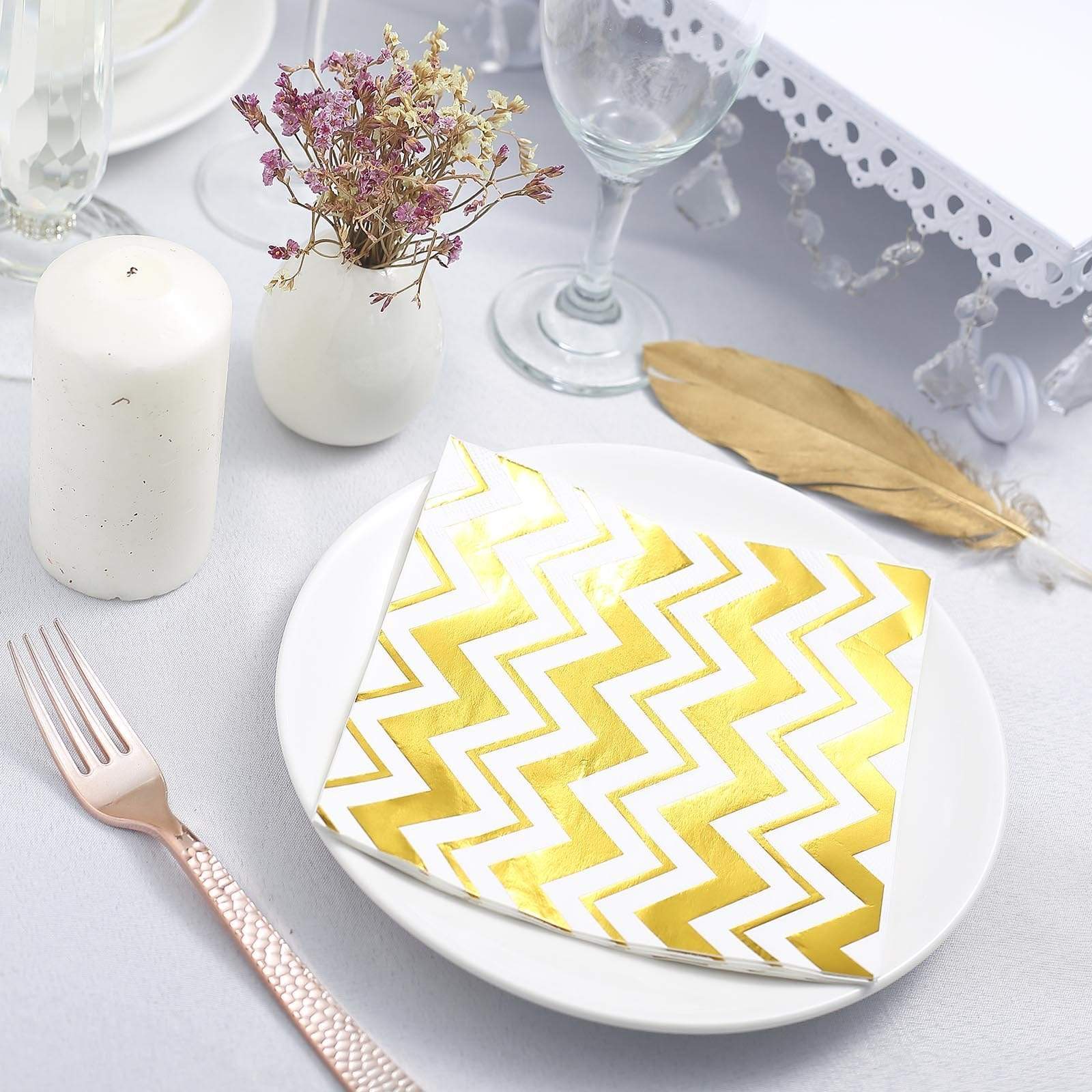 20 Pack 13x13 Inch Premium Metallic Paper Napkins for Wedding, Party, Dinner & Holiday Decorations - Gold & Silver Elegant Disposable Napkins