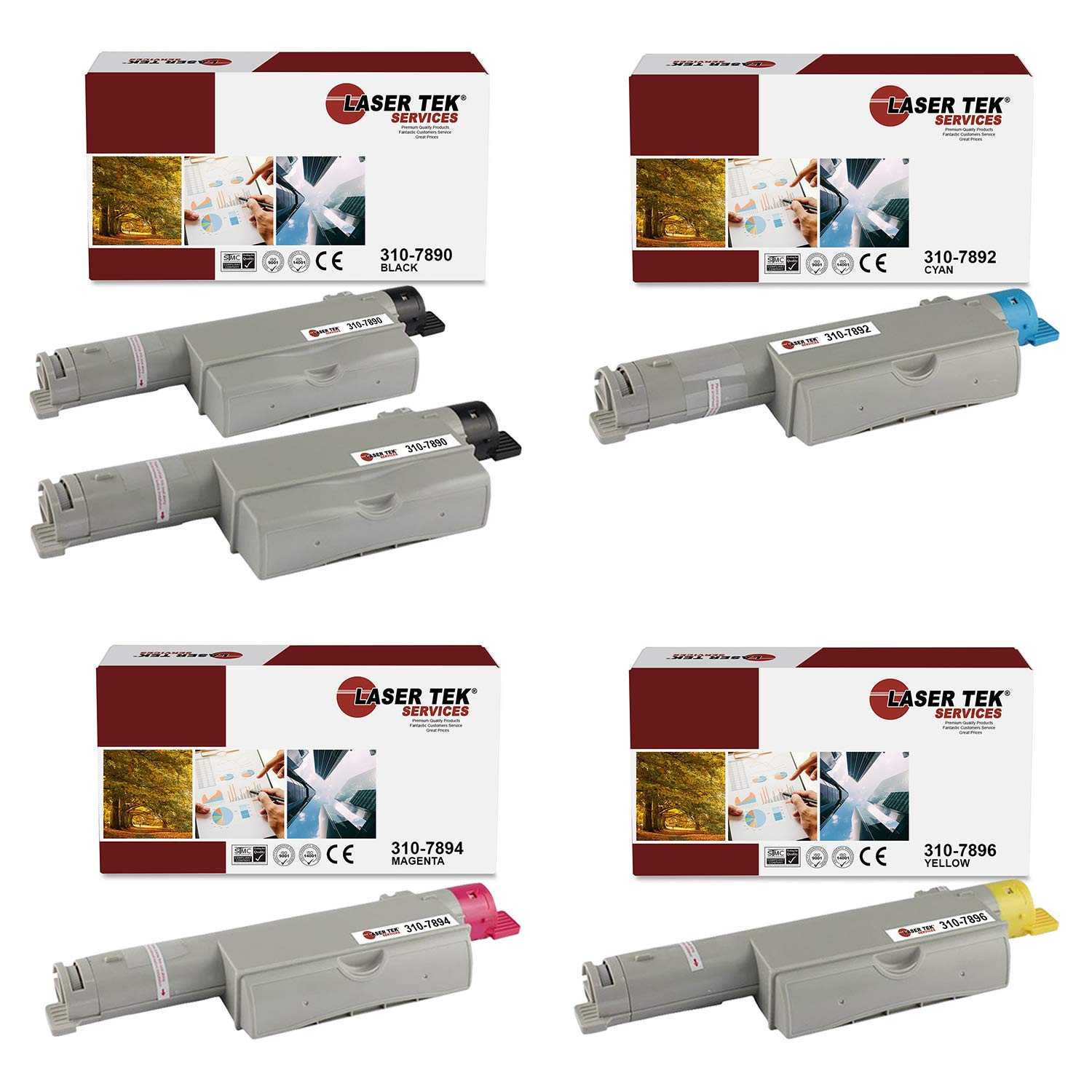 Compatible Toner Cartridge Replacement for Dell 5110 (310-7890, 310-7892, 310-7894, 310-7896) - 5 Pack (Black, Cyan, Magenta, Yellow) - Works with Dell 5110 & 5110CN Printers - Ideal for Office Printing, Home Use & High-Volume Printing Needs