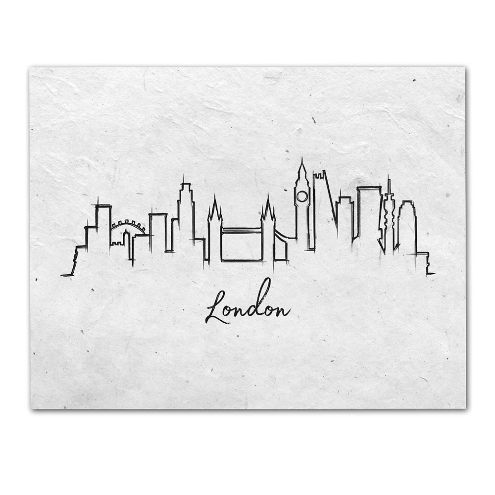 London Skyline Wall Art Print - 11x14 Unframed Black & White Line Drawing - Perfect Home & Office Decor - Unique Gift for Friends, Family, Travel Lovers & Cityscape Enthusiasts