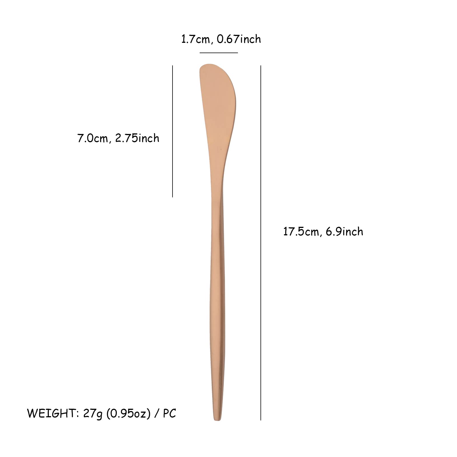 10 Pack Rose Gold Cheese Spreader Knives - 6.9 Inch Stainless Steel Butter Knives for Breakfast, Dessert & Sandwich Making - Elegant Matte Serving Utensils for Parties, Weddings & Cheese Boards