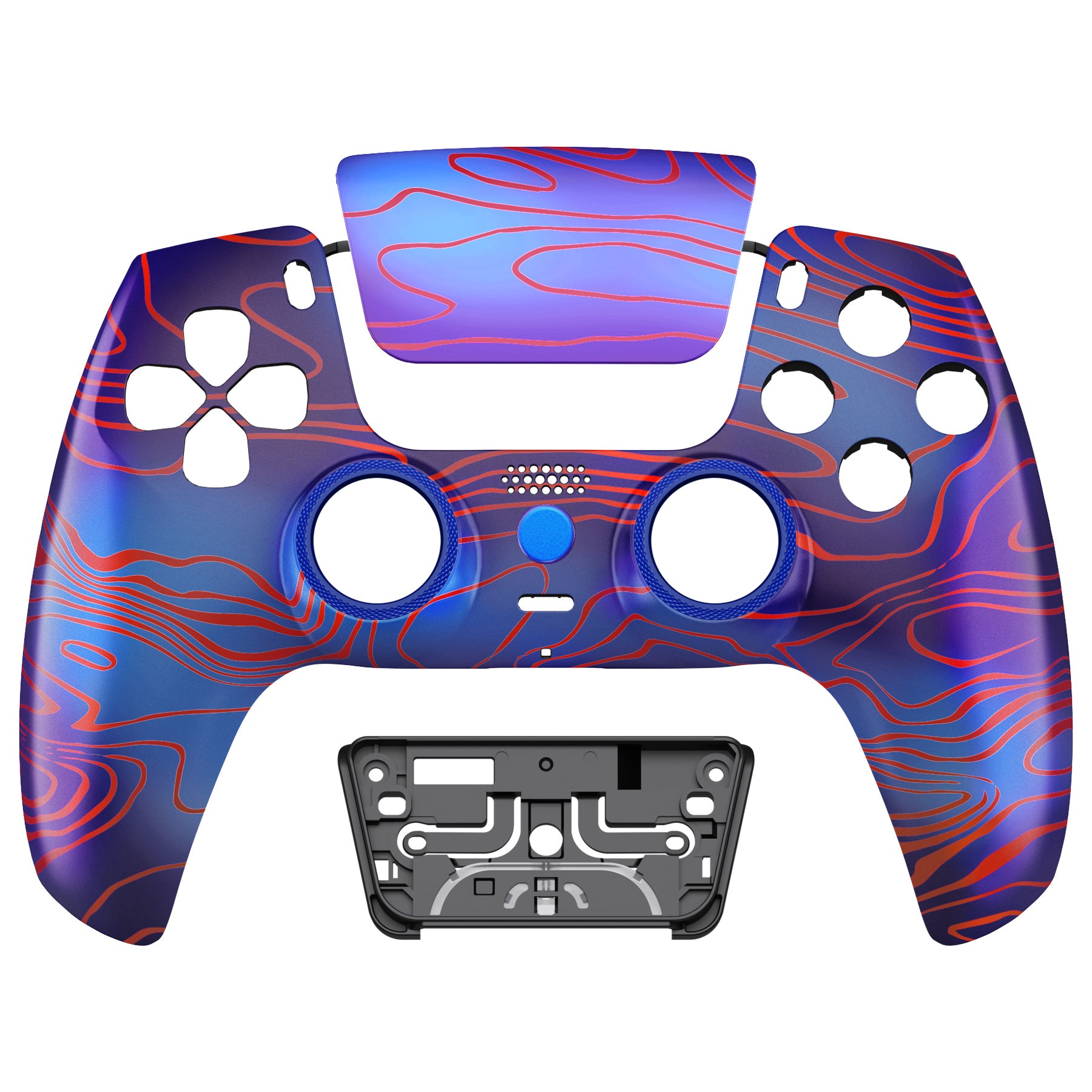 ExtremeRate LUNA Redesigned PS5 Controller Front Shell with Touchpad - Compatible with BDM 010/020/030/040/050 Models - Damascus Camo Design for Enhanced Gaming Experience