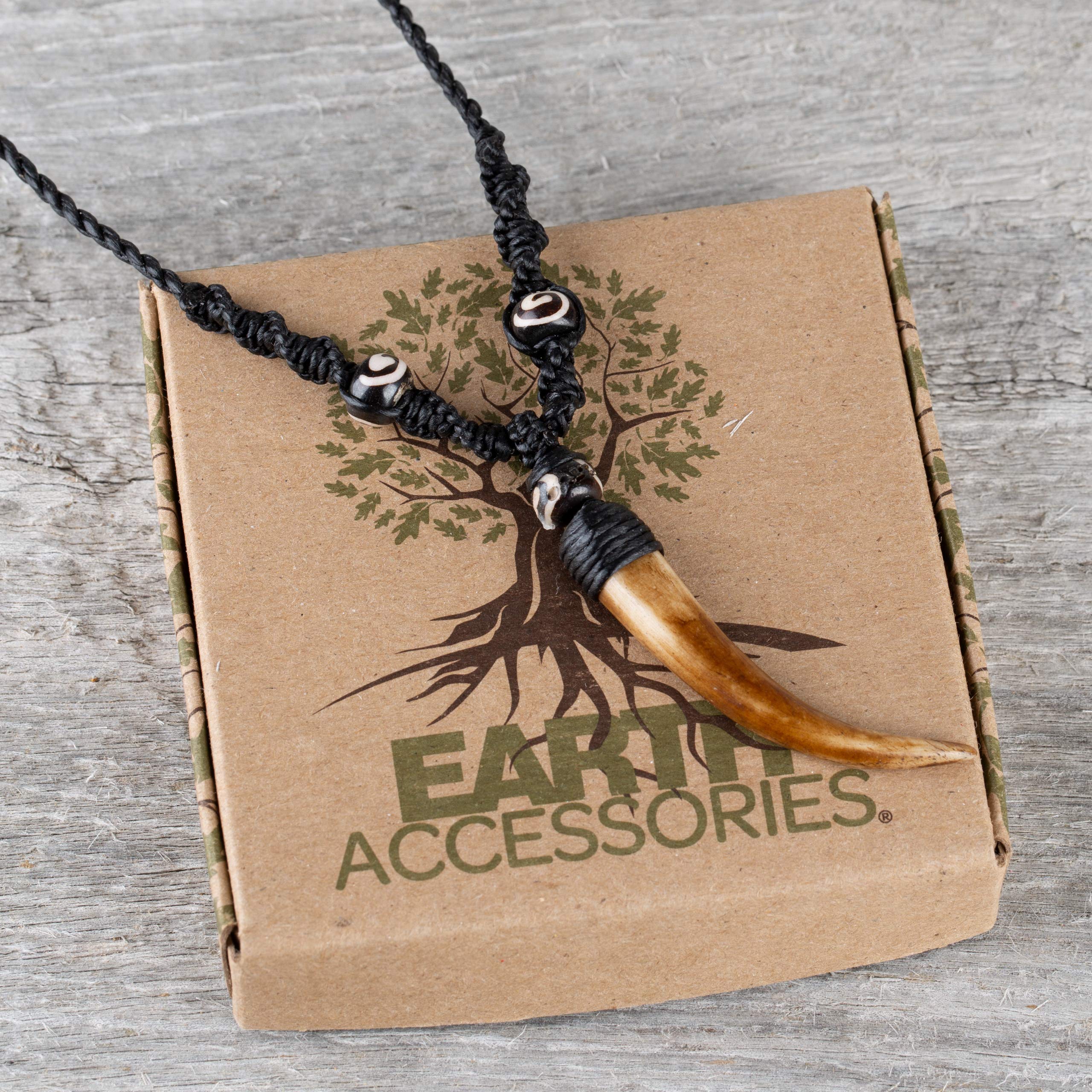 Sustainably Sourced Organic Bone Tooth Necklace - Tribal Jewelry for Surfers, Boho, and Caveman Inspired Looks - Perfect for Festivals, Costumes, and Everyday Boho Style