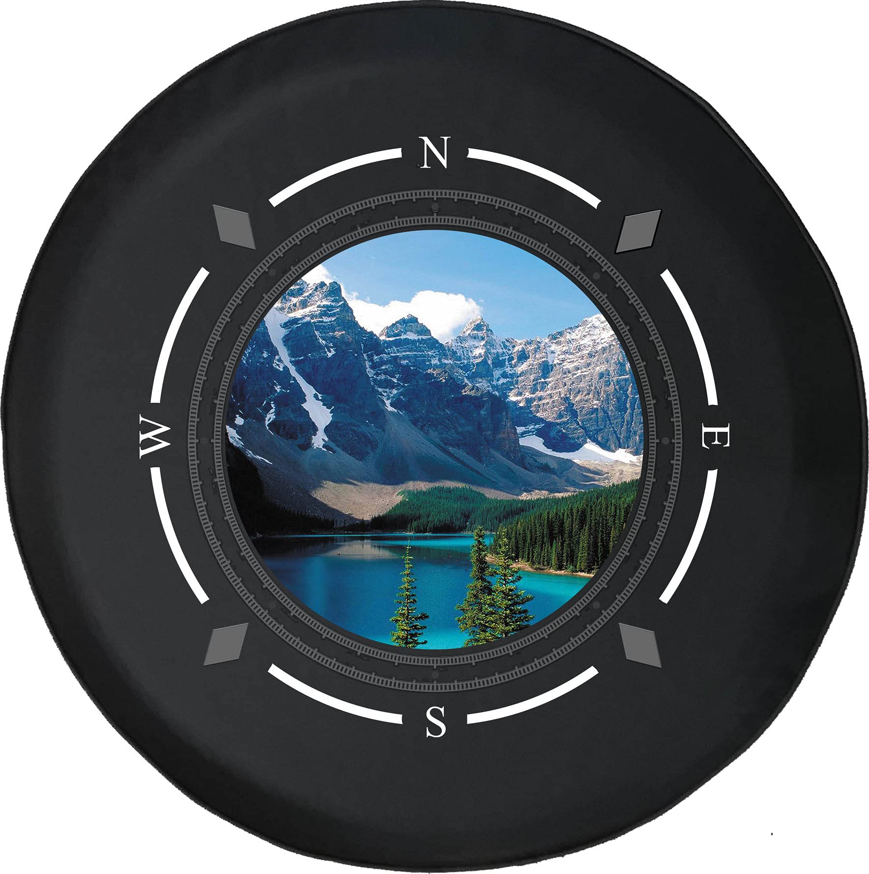 Premium American Unlimited Spare Tire Cover with Compass & Mountain Design - Universal Fit for SUVs, Trailers, RVs & Most Vehicles | Durable Wheel Protection for Off-Road Adventures & Camping Trips