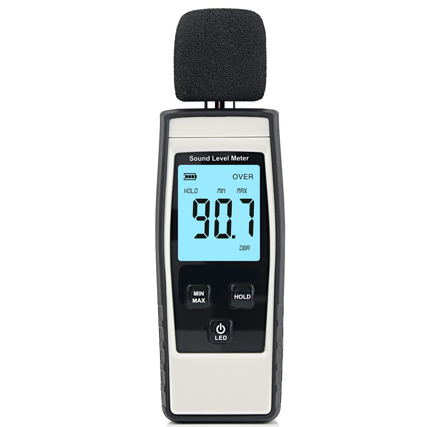 Digital Decibel Meter - Portable SPL Sound Level Meter 30-130 dB(A) with LCD Display | Noise Volume Monitoring Tester for Home, Workplace & Industrial Use (Battery Included, Gray)