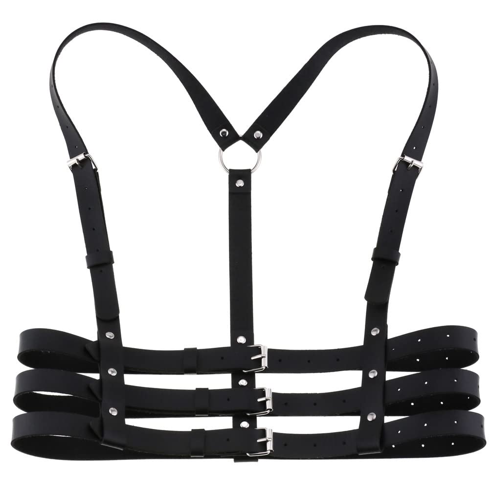 Stylish Punk PU Leather Layered Belly Harness Waist Chain - Gothic Body Jewelry for Rave, Festival & Bikini | Perfect for EDM Parties, Music Festivals & Beach Outfits
