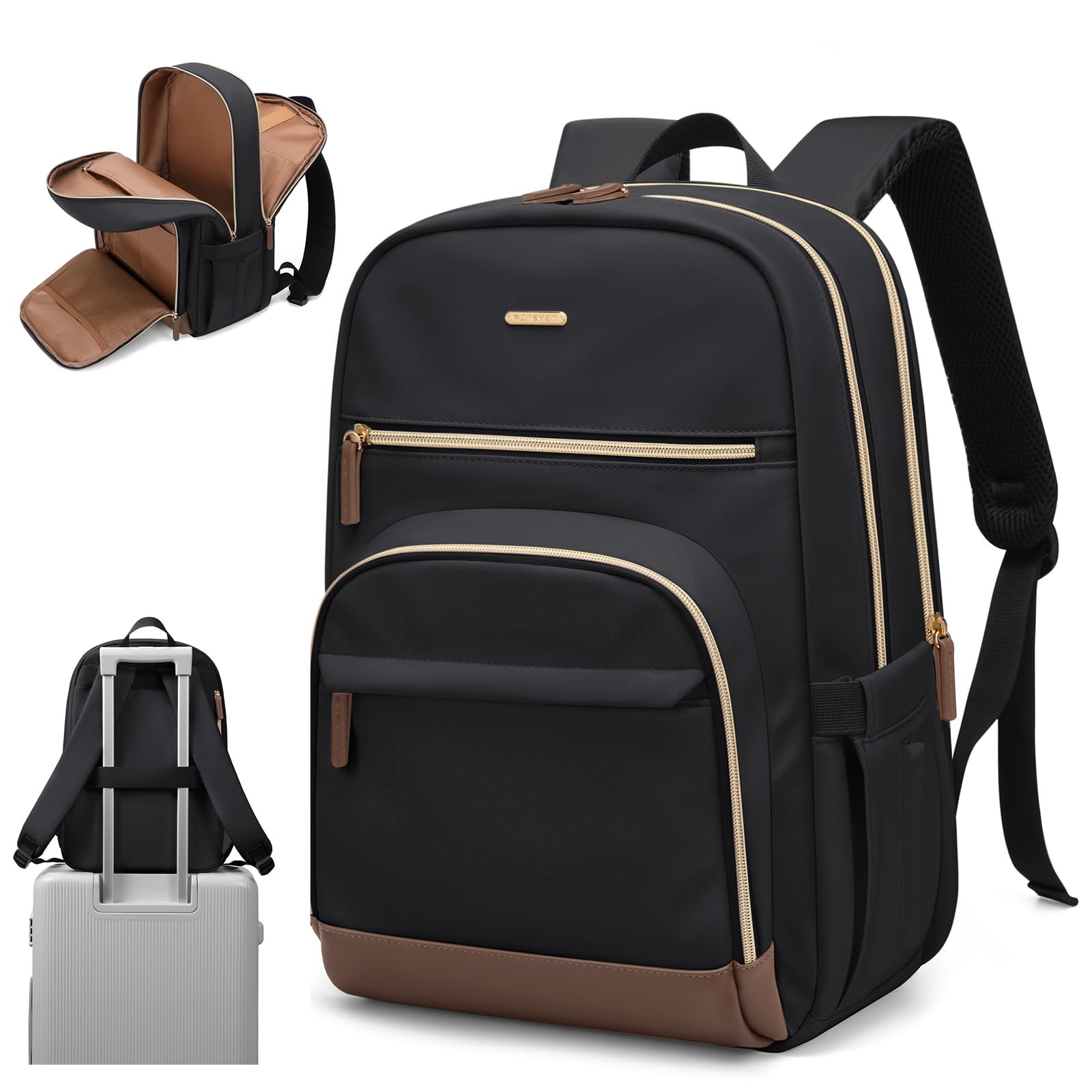 TENSTAR Women's Laptop Backpack for 16 Inch Notebook - Large Capacity Travel Backpack, Stylish Casual Daypack for Work, School & Commuting - Black