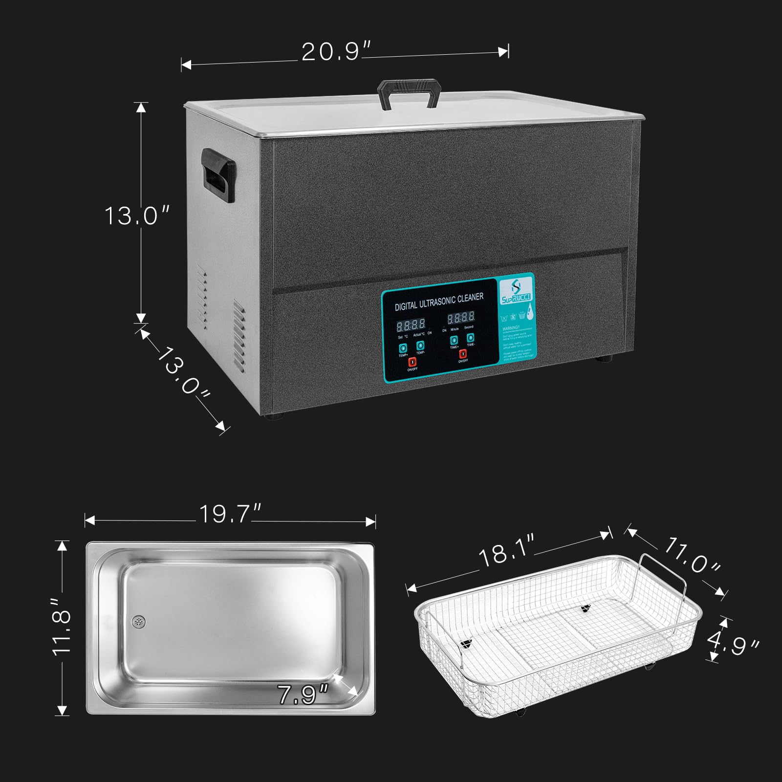 600W 30L Ultrasonic Cleaner with Heater & Timer - Professional Cleaning for 3D Printed Parts, Carburetors, Circuit Boards, Jewelry - Effectively Removes Oil, Grease & Rust - Ideal for Industrial, Automotive & Home Workshop Use