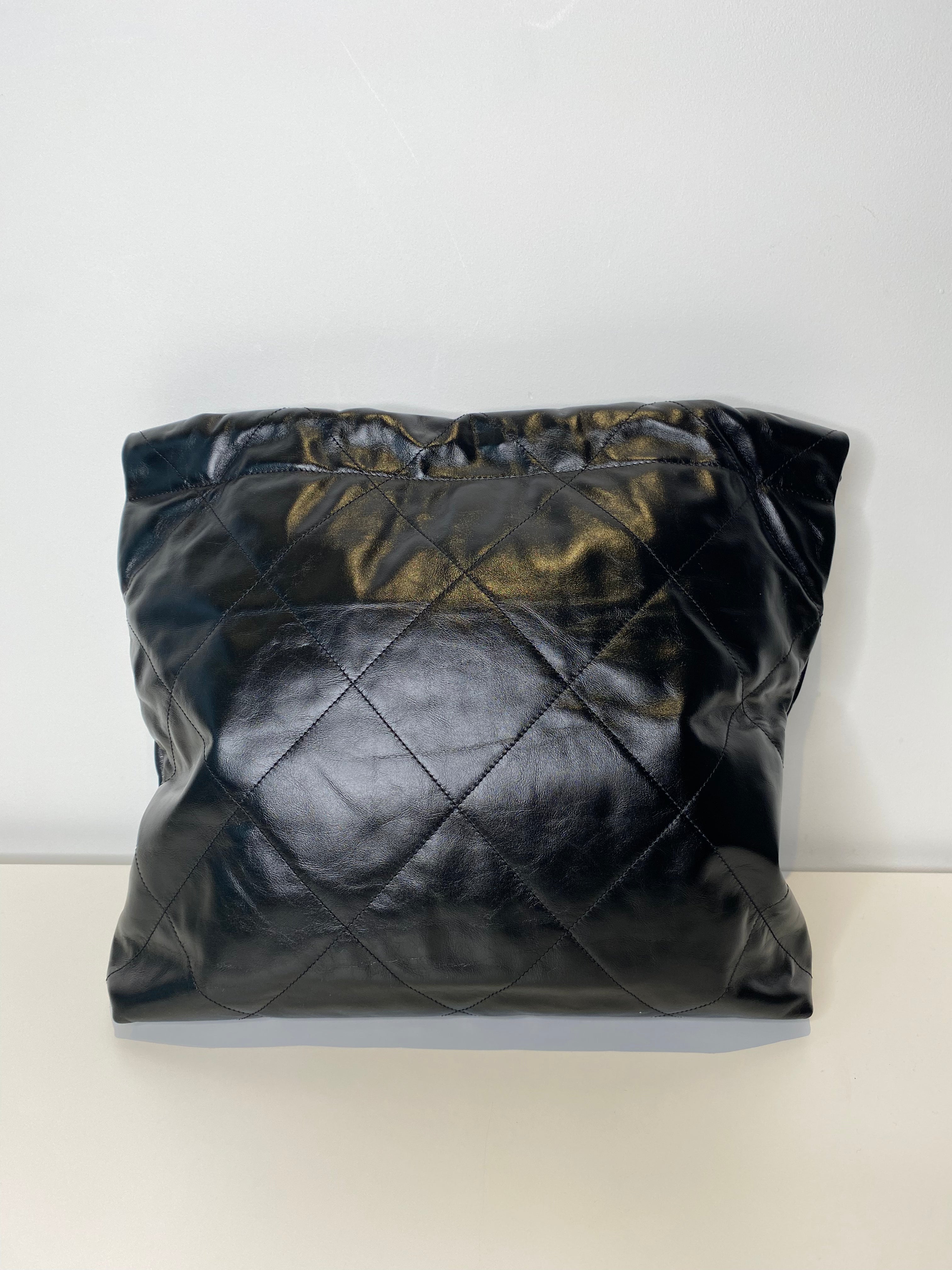 Chanel Medium Black Shiny Calfskin Bag with Silver Hardware - Luxury Handbag for Women, Perfect for Evening Events & Special Occasions