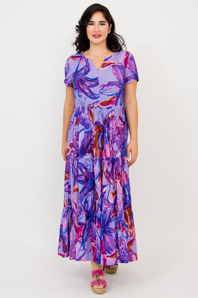 Laurita Dress - Lily Love Floral Print Linen Bamboo Blend Summer Dress for Women | Perfect for Beach Vacations, Weddings & Casual Outings