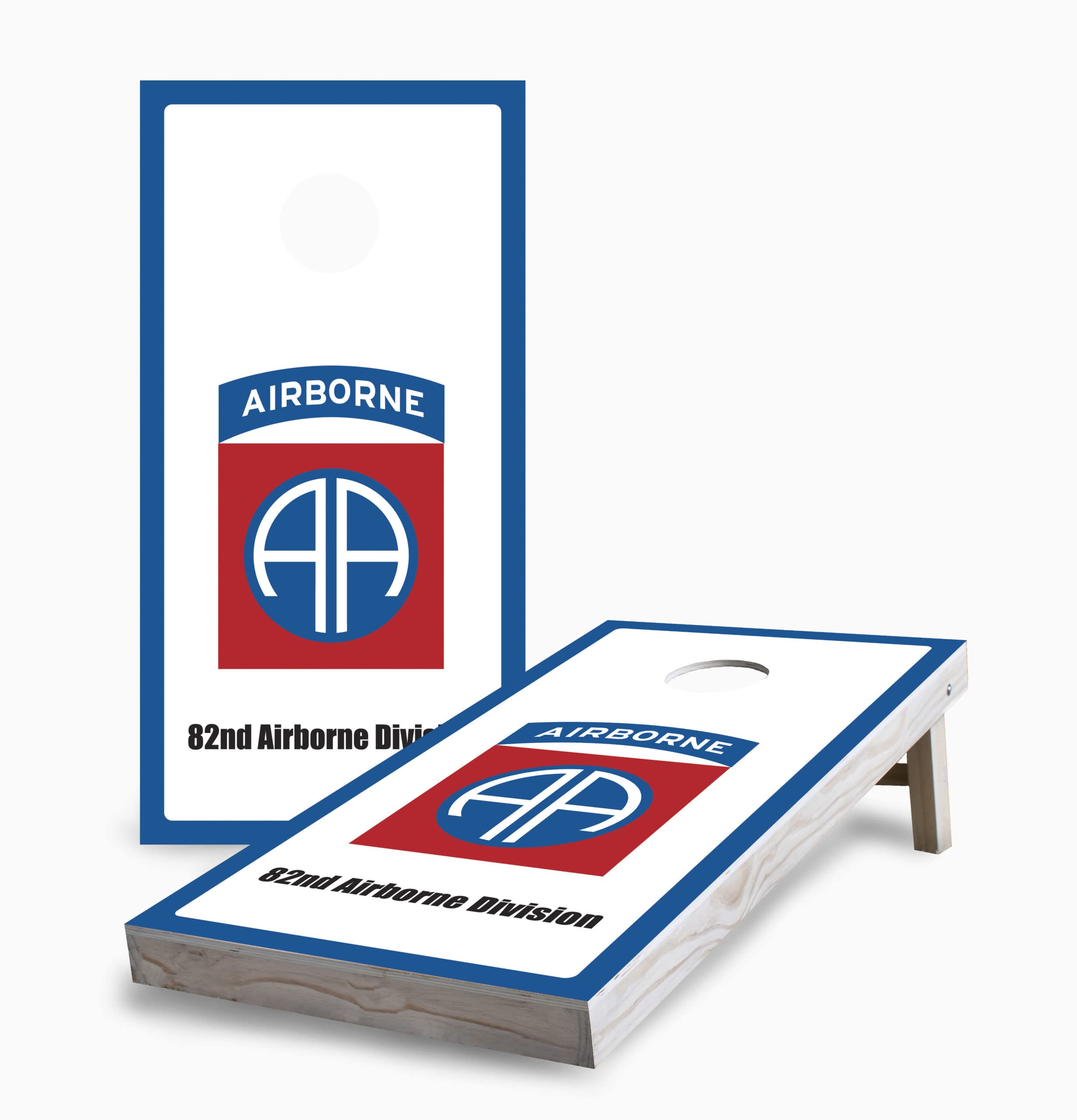 82nd Airborne Division Cornhole Game Set - 2 Boards & 8 Bags - Skip's Garage Military-Themed Outdoor Toss Game for Backyard, Tailgating & Parties - Includes Carrying Case & Accessories