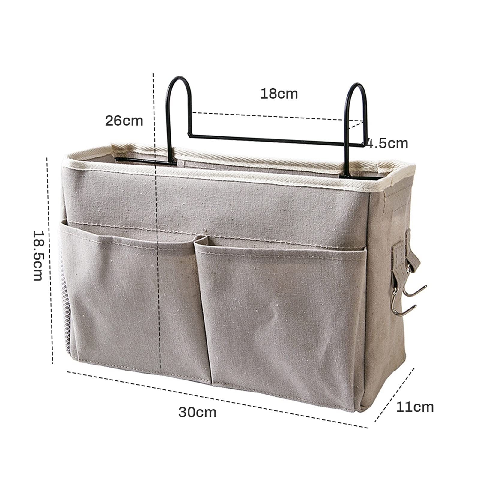 Canvas Bedside Hanging Organizer Bag - Multi-Purpose Storage Caddy for Remote Controls, Phones, iPad, Kindle & Magazines - Perfect for Sofa, Recliner & Bedroom Organization (Color: B) - Keep Your Living Space Neat & Tidy