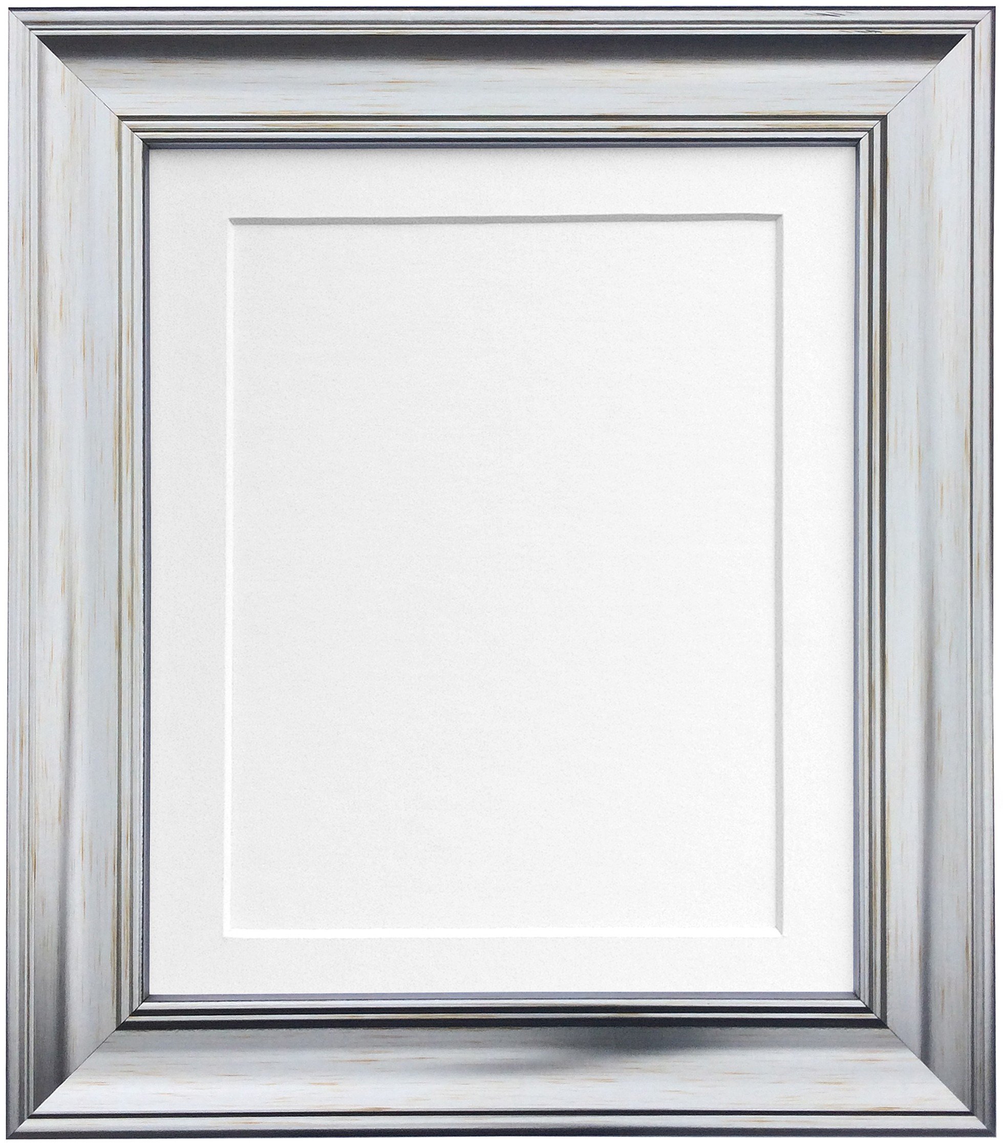 Scandinavian Vintage Silver Photo Frame 50x70cm with White Mat & Backing Board - Fits 24x16 Inch Pictures - Perfect for Wall Decor, Wedding Photos & Home Interior Display