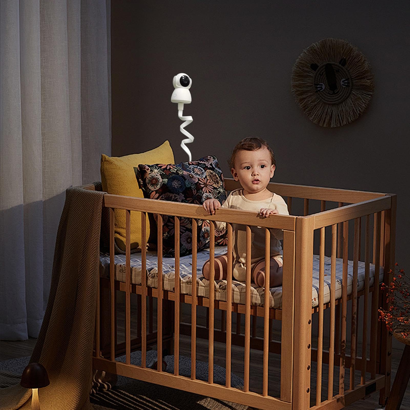 Baby Monitor Stand with Flexible Arm - Crib Camera Mount for Nursery & Travel