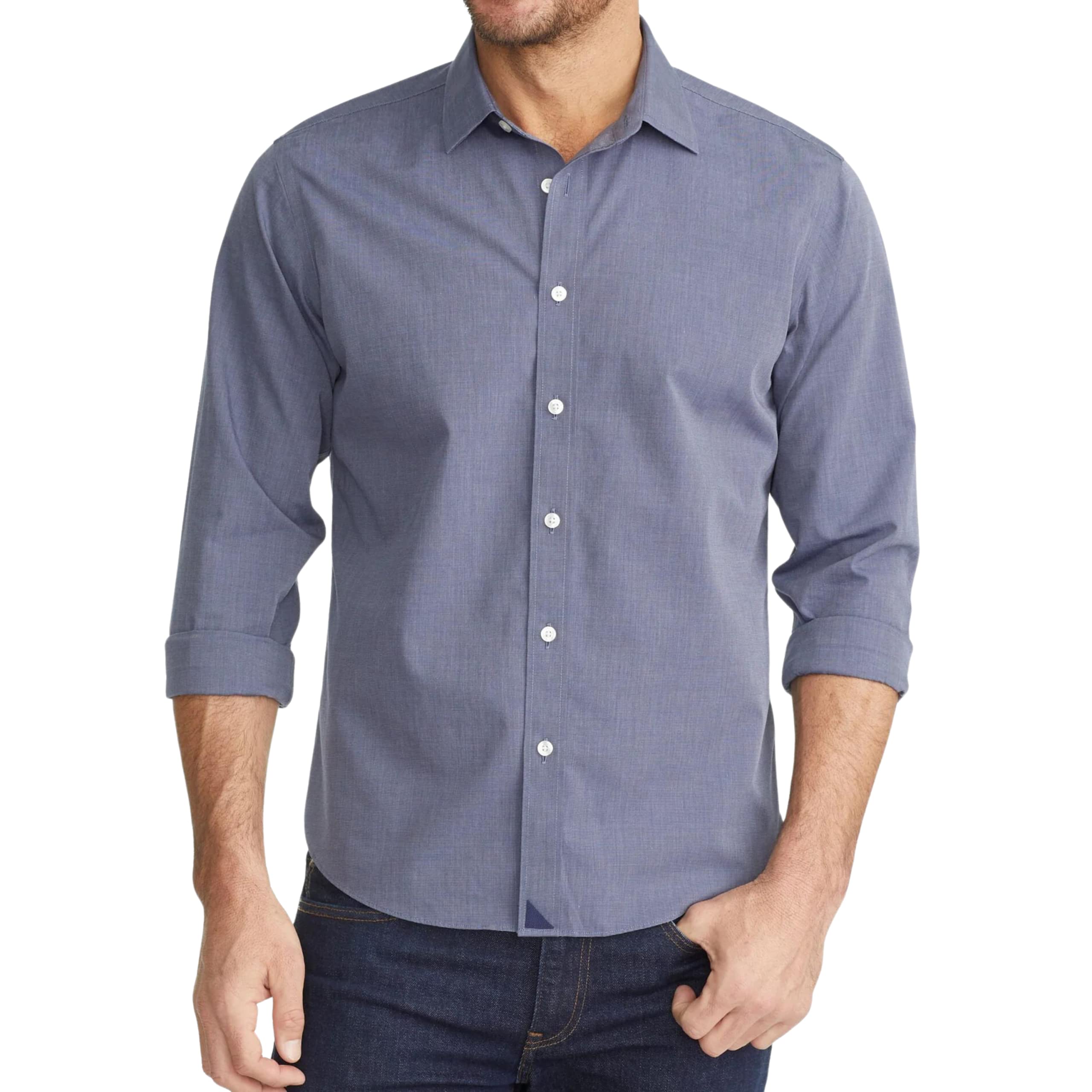 UNTUCKit Orville Men's Long Sleeve Untucked Shirt - Wrinkle-Free Regular Fit Casual Button Down for Work, Office & Everyday Wear