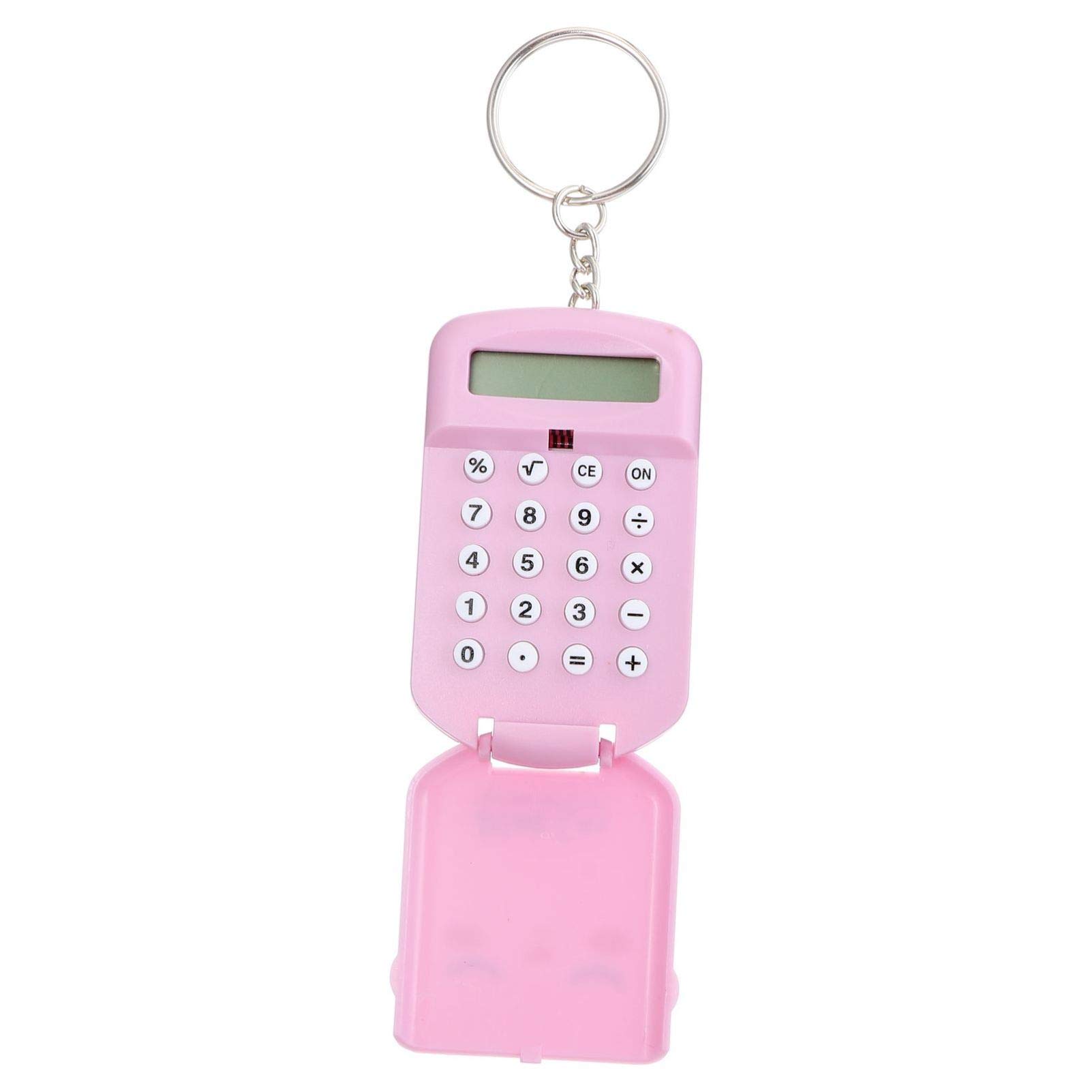 TOYANDONA 2 Pack Battery Operated LCD Mini Pocket Calculator with Keychain - Portable Basic Calculator for Students, Kids & Professionals - School Office Supplies with Hard Protective Case (Pink) - Perfect for Math Class, Homework, Shopping & Travel Budgeting