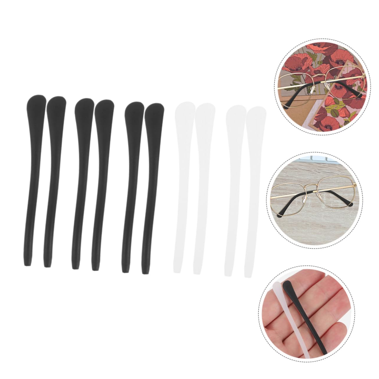 5 Pairs Non-Slip Glasses Hooks & Leg Covers - Eyeglass Ear Hooks Replacement Parts & Accessories for Secure Fit - Perfect for Reading, Sports, and Daily Use