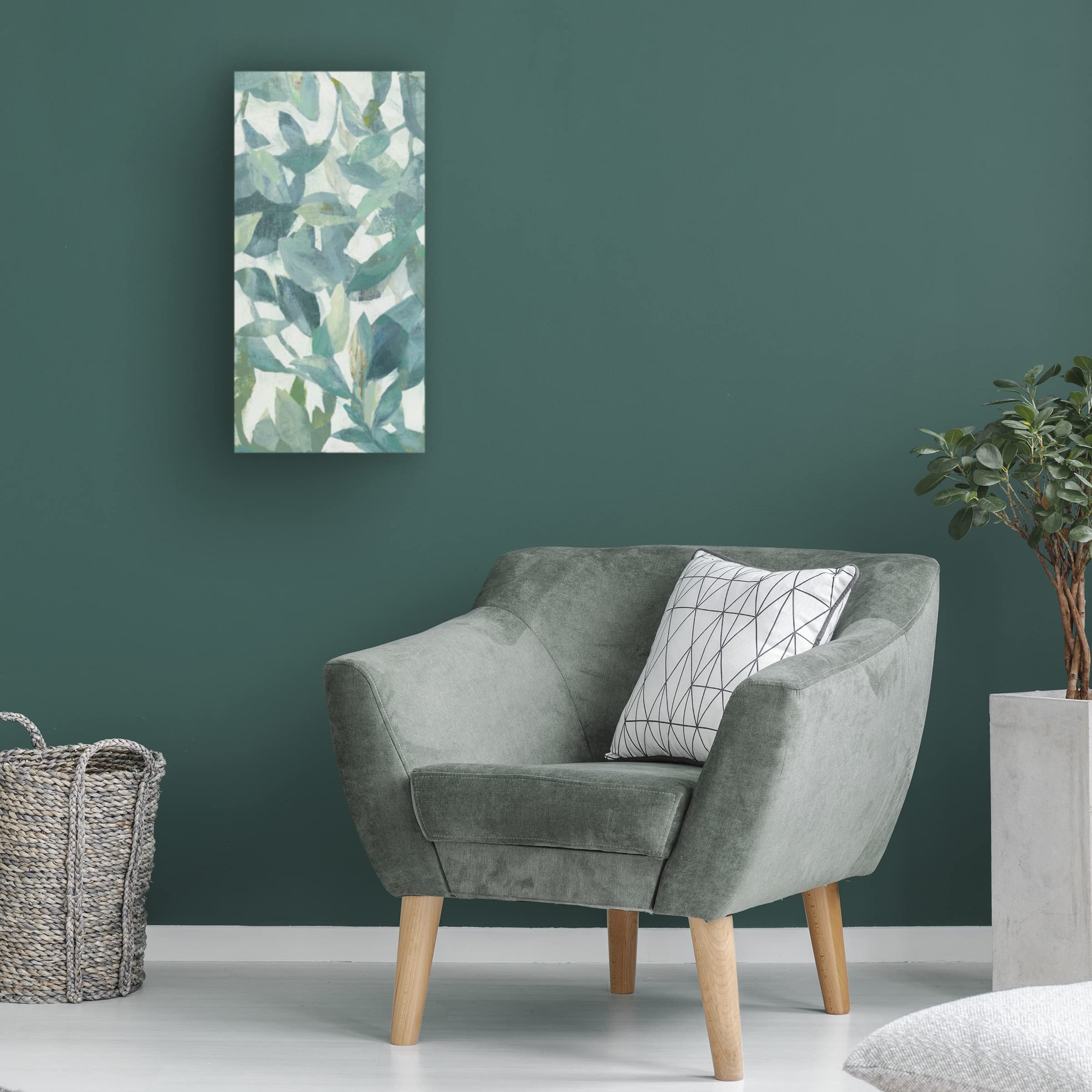 Danhui Nai Summer Garden Greenery II Light Canvas Wall Art Print - 24x47 Inches Floral Botanical Decor for Living Room, Bedroom & Office