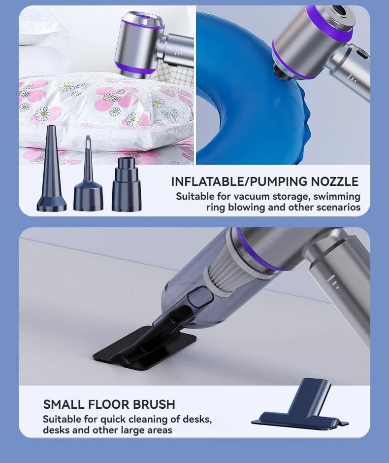 ANYCO Anymob 2-in-1 Mini Handheld Vacuum Cleaner - Portable Cordless Car & Home Vacuum for Pet Hair, Dust, Crumbs - Compact Grey Cleaning Tool for Cars, Sofas, Desks & Small Spaces