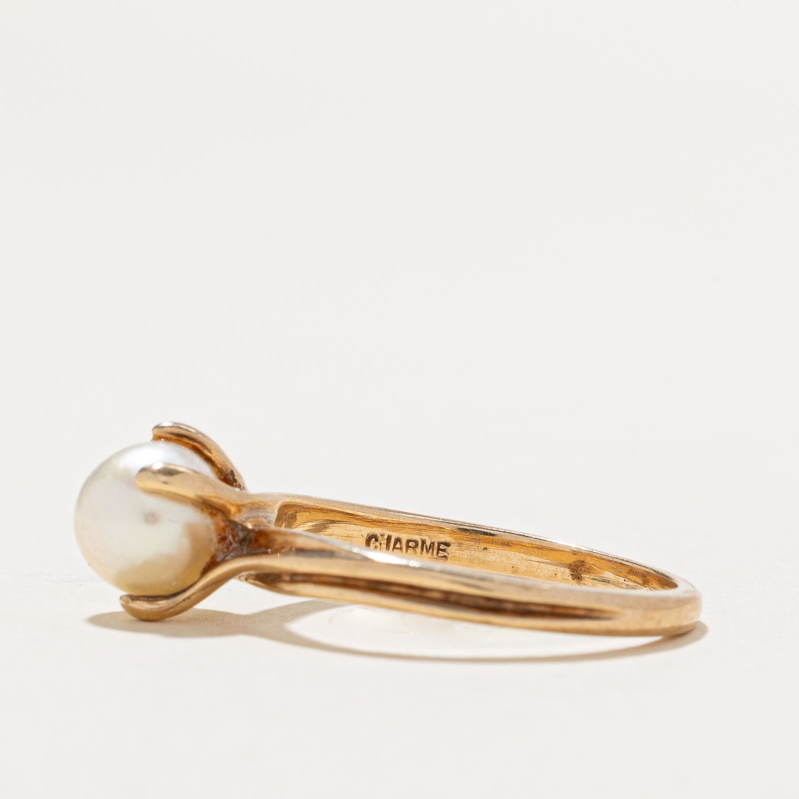 Solitaire Pearl Grooved Ring - Elegant 925 Sterling Silver Ring for Women, Size 6.25 | Perfect for Weddings, Anniversaries & Special Occasions