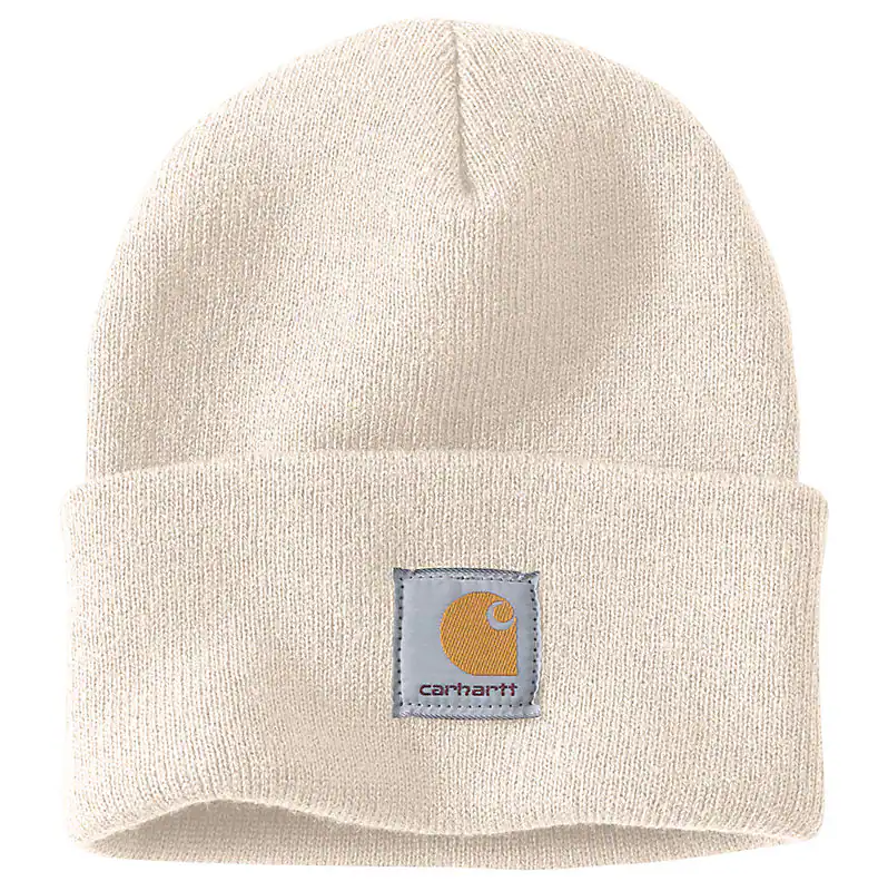 Carhartt Knit Cuffed Beanie for Men & Women - Warm Winter Hat in White - Perfect for Skiing, Snowboarding & Outdoor Activities