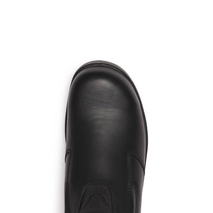 Thorogood Thoro-Flex Black Slip-On Safety Toe Work Shoes for Men & Women - Full-Grain Leather with Cushion Footbed | Slip, Oil & Puncture Resistant Outsole | Ideal for Construction, Warehouse & Industrial Work