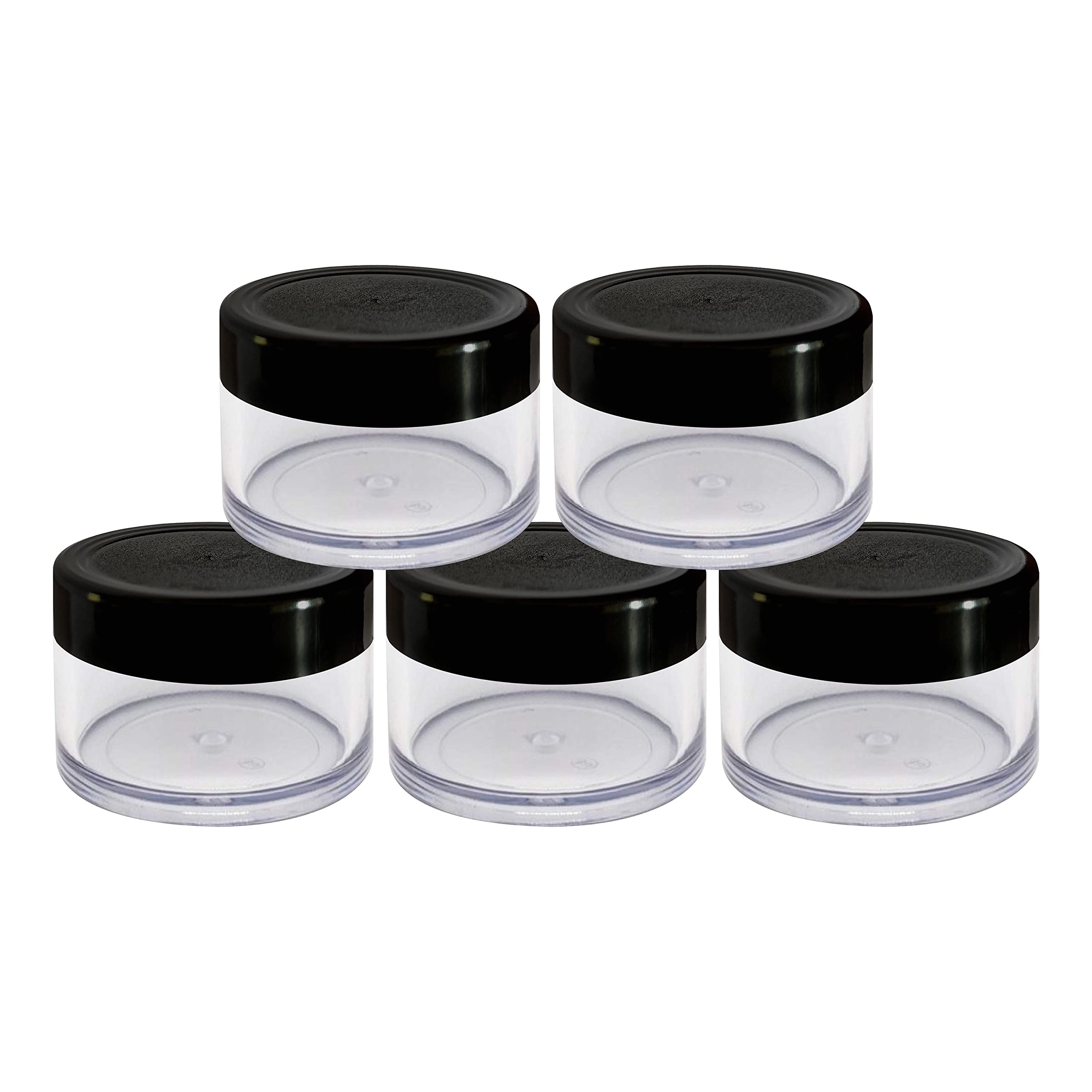 AGM Biotech Zenvista Meditech 5-Pack 15g Clear Acrylic Cosmetic Jars with Black Lids for Creams, Lip Balm, Body Butter & DIY - Perfect for Home, Salon & Travel Organizers