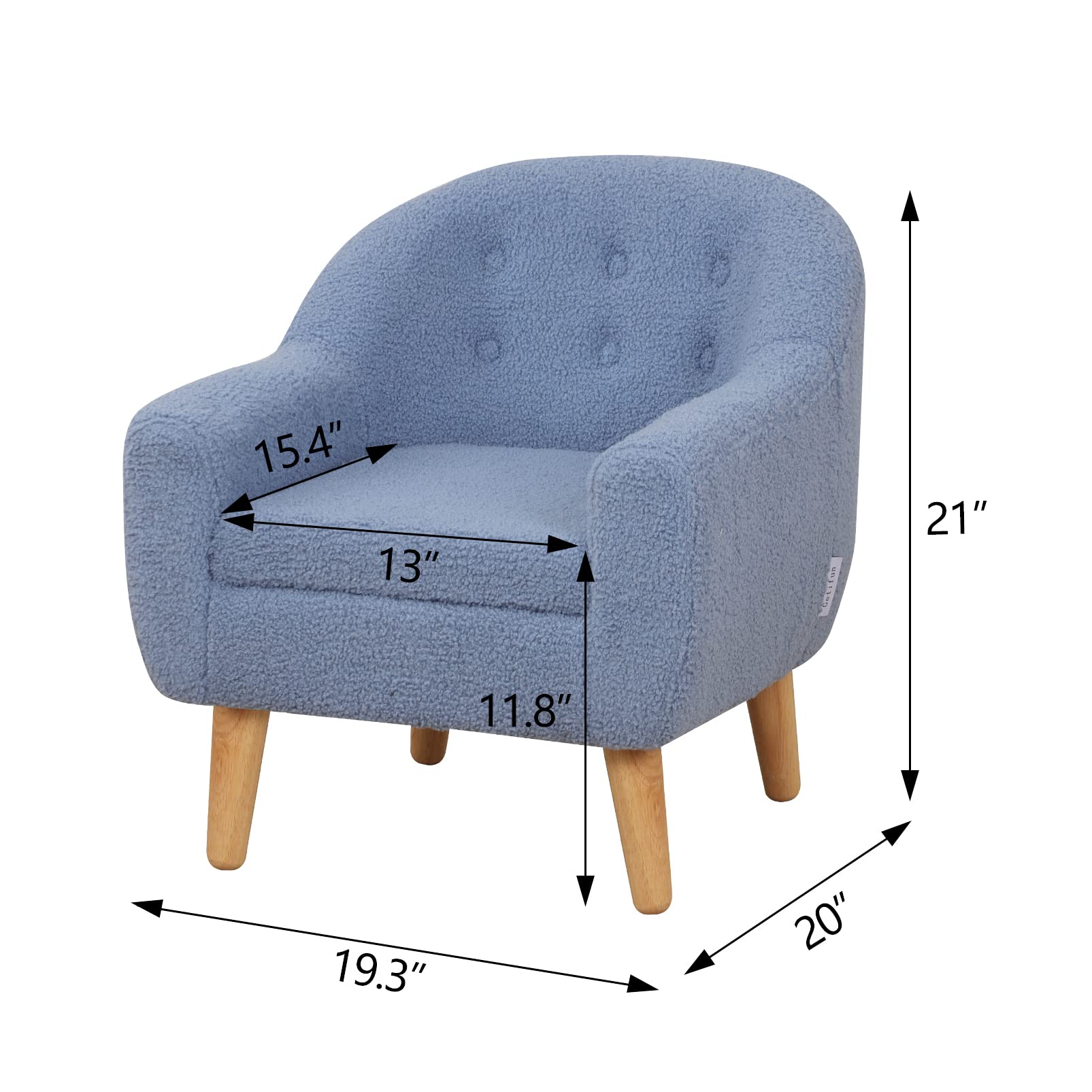**Velvet Upholstered Kids Sofa Chair with Wooden Legs - Soft & Durable Toddler Couch for Playroom, Nursery, or Bedroom - Perfect Gift for Boys & Girls (Blue)**    *(Use Case: Ideal for reading nooks, playtime, or cozy TV watching in kids' rooms!)*