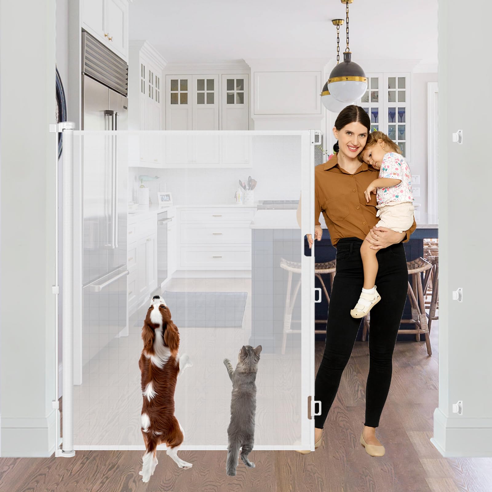 60 Inch Extra Tall Retractable Pet Gate - No Jumping Over, Extends to 55