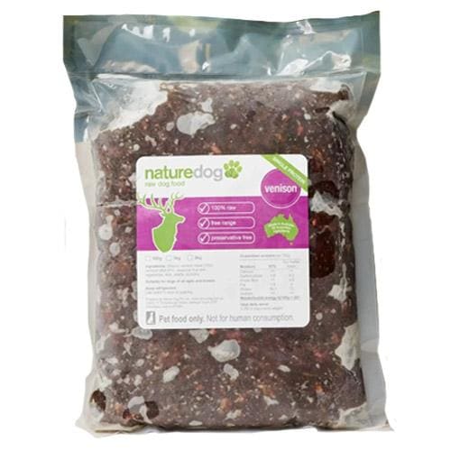Premium Nature Dog Venison Frozen Raw Dog Food - 2kg (4.4 lbs) | Grain-Free, High-Protein | Perfect for Puppies & Adult Dogs | Ideal for Raw Diet, Training Treats & Weight Management