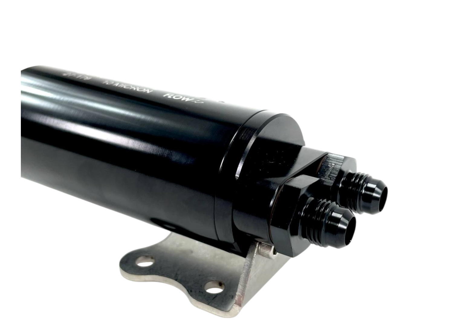 Fluidworks 6GPM Compact Single 10ORB Inlet Dual 8ORB Outlet Post Fuel Filter with Mount (10 Micron) - High Efficiency Fuel Filtration for Diesel Engines, Trucks & Heavy Equipment