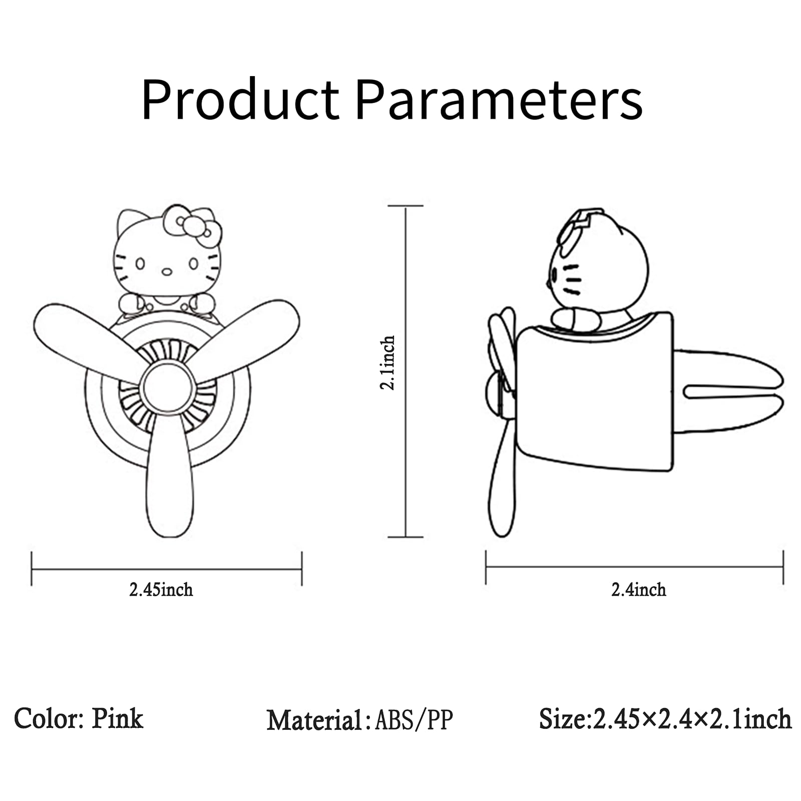 Cute Pink Cat Pilot Car Air Freshener with Rotating Propeller - Vent Clip Interior Accessory for Automotive Air Outlet - Creative Cartoon Air Freshener for Cars, Trucks & SUVs - Perfect for Daily Commute, Road Trips & Gifts (Pink)