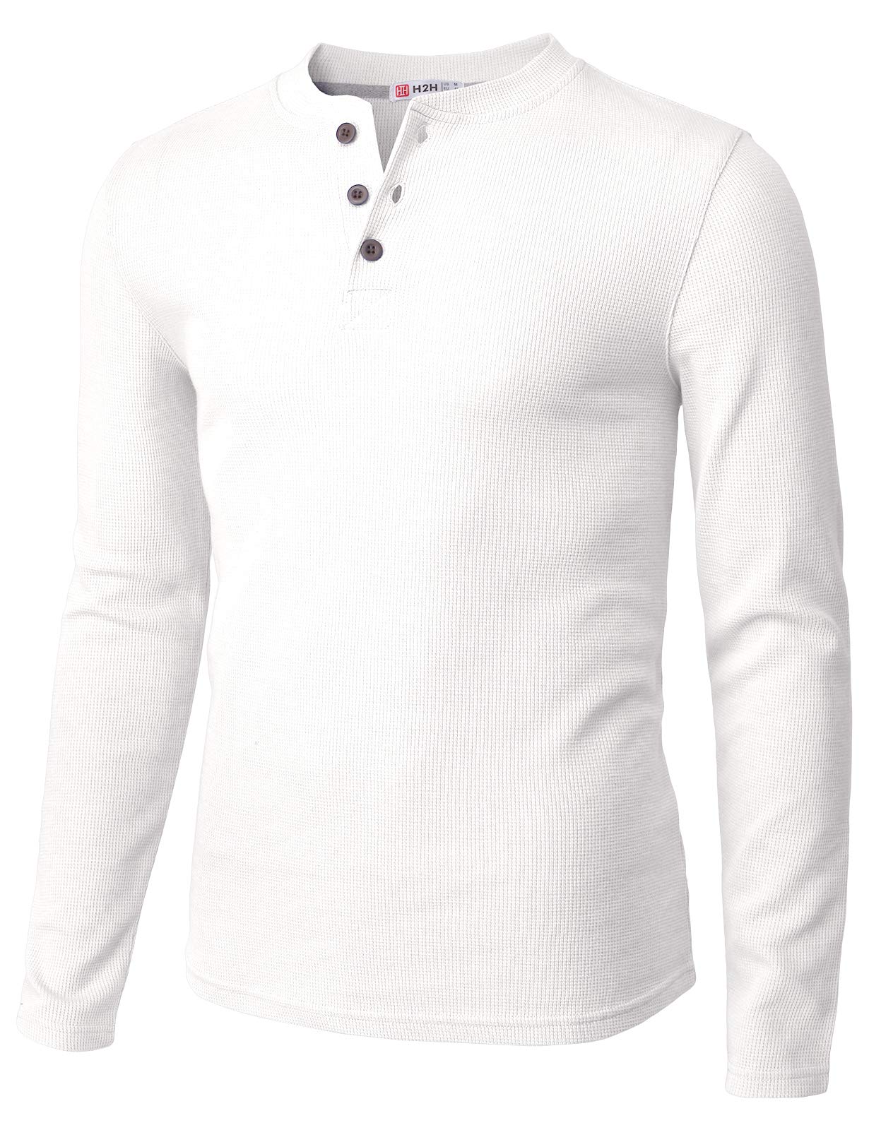H2H Men's Casual Slim Fit Henley Cotton Shirts Long Sleeve Lightweight Waffle Fabric - Perfect for Everyday Wear, Date Night & Outdoor Activities