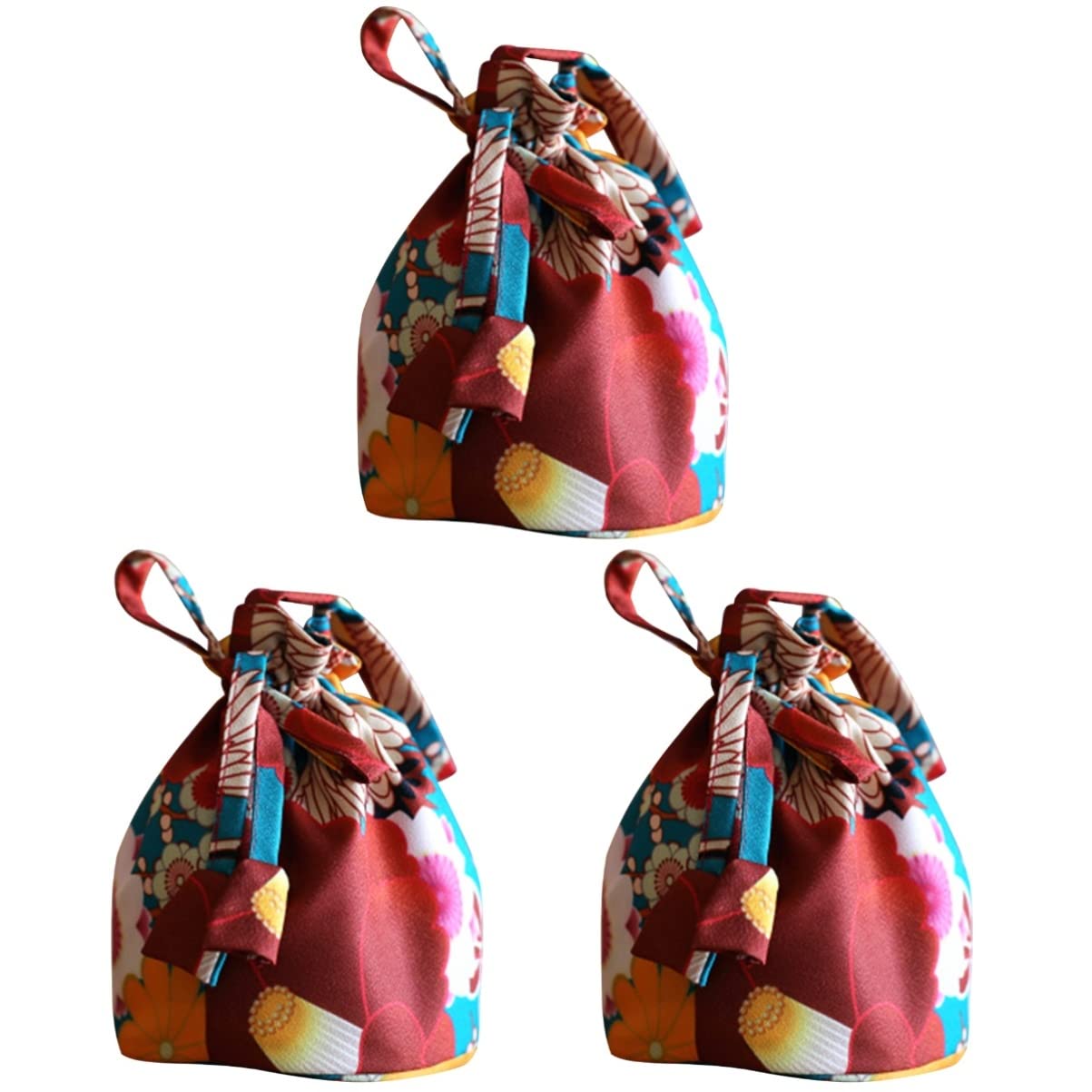Bestoyard 3-Piece Japanese Style Green Drawstring Pouch Set - Portable Coin Purse with Camellia Crane Pattern - Perfect for Travel, Gifts & Organizing Small Items