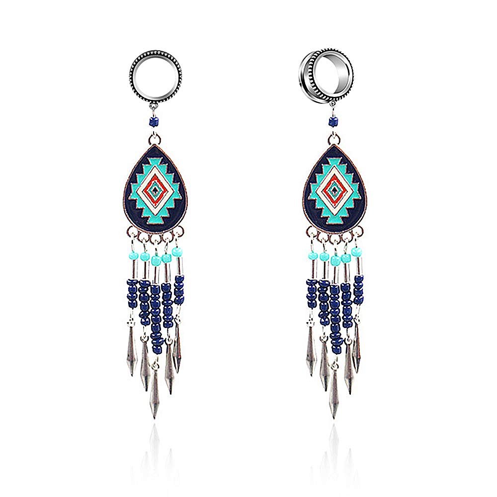 6-30mm Bohemian Style Pendant Ear Gauge Tunnel Ear Stretcher Plugs - Handmade Ear Jewelry for Stretched Ears - Perfect for Boho Fashion, Music Festivals & Alternative Style